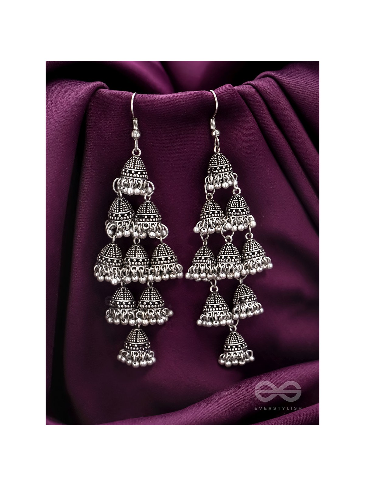 The Sheeny Web- Oxidised Statement Earrings