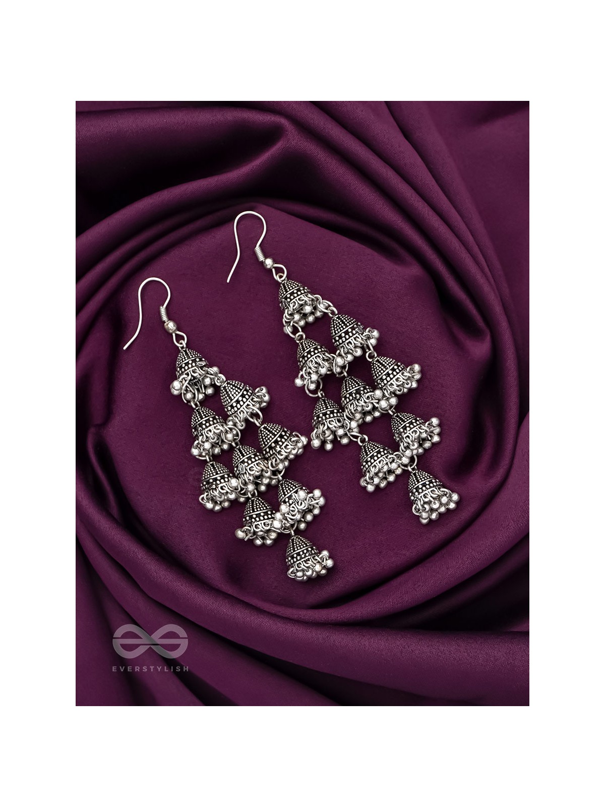 The Sheeny Web- Oxidised Statement Earrings