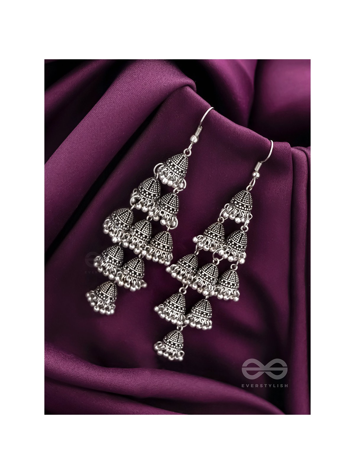 The Sheeny Web- Oxidised Statement Earrings