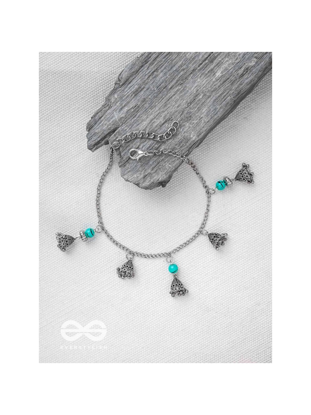 The Bell Curve- Oxidised Bead Anklet