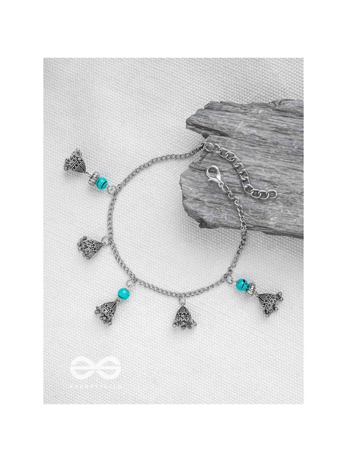 The Bell Curve- Oxidised Bead Anklet