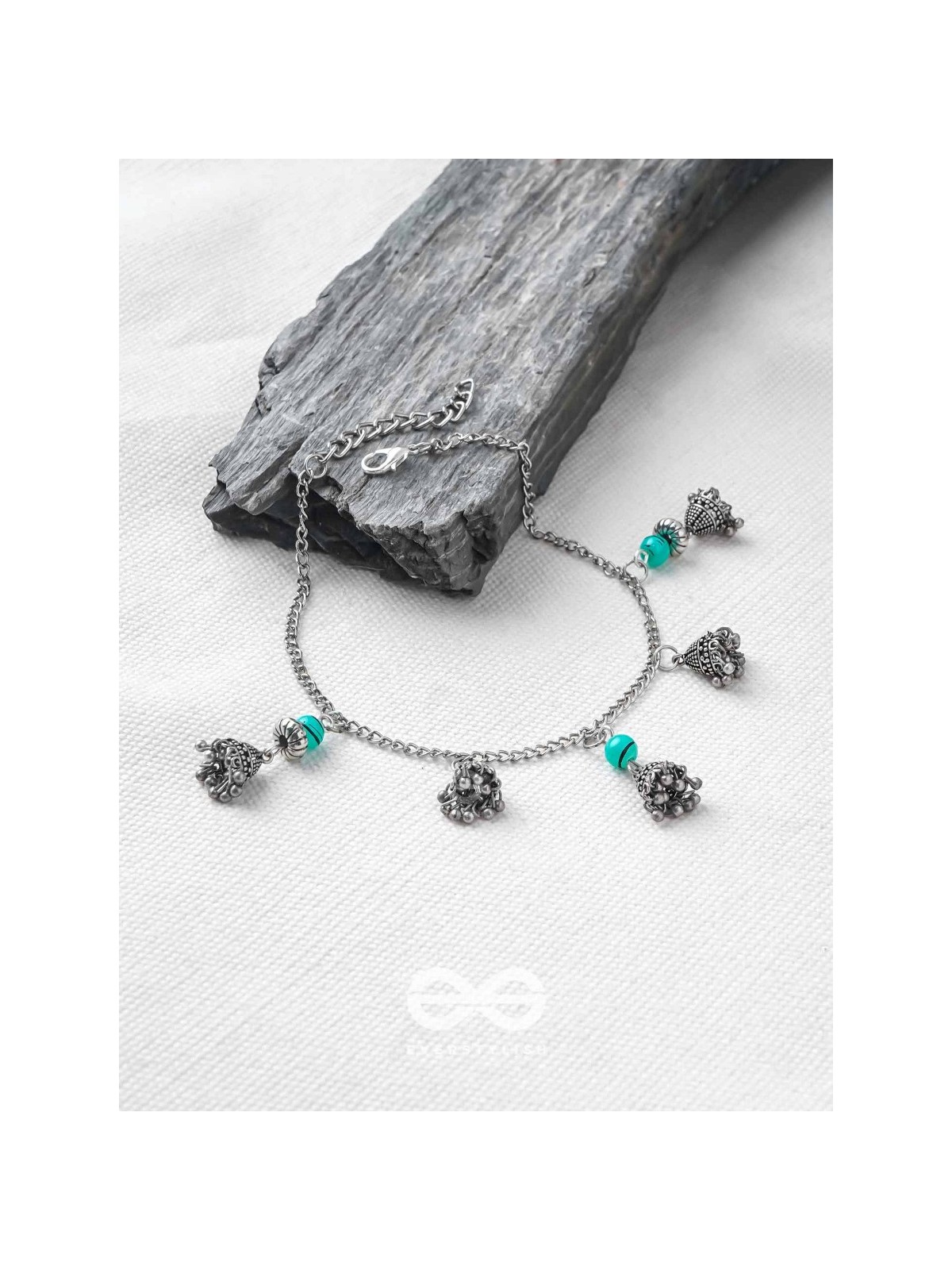 The Bell Curve- Oxidised Bead Anklet