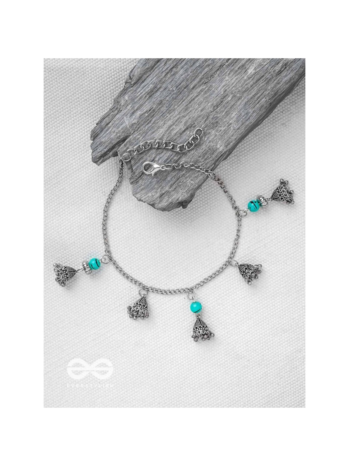 The Bell Curve- Oxidised Bead Anklet