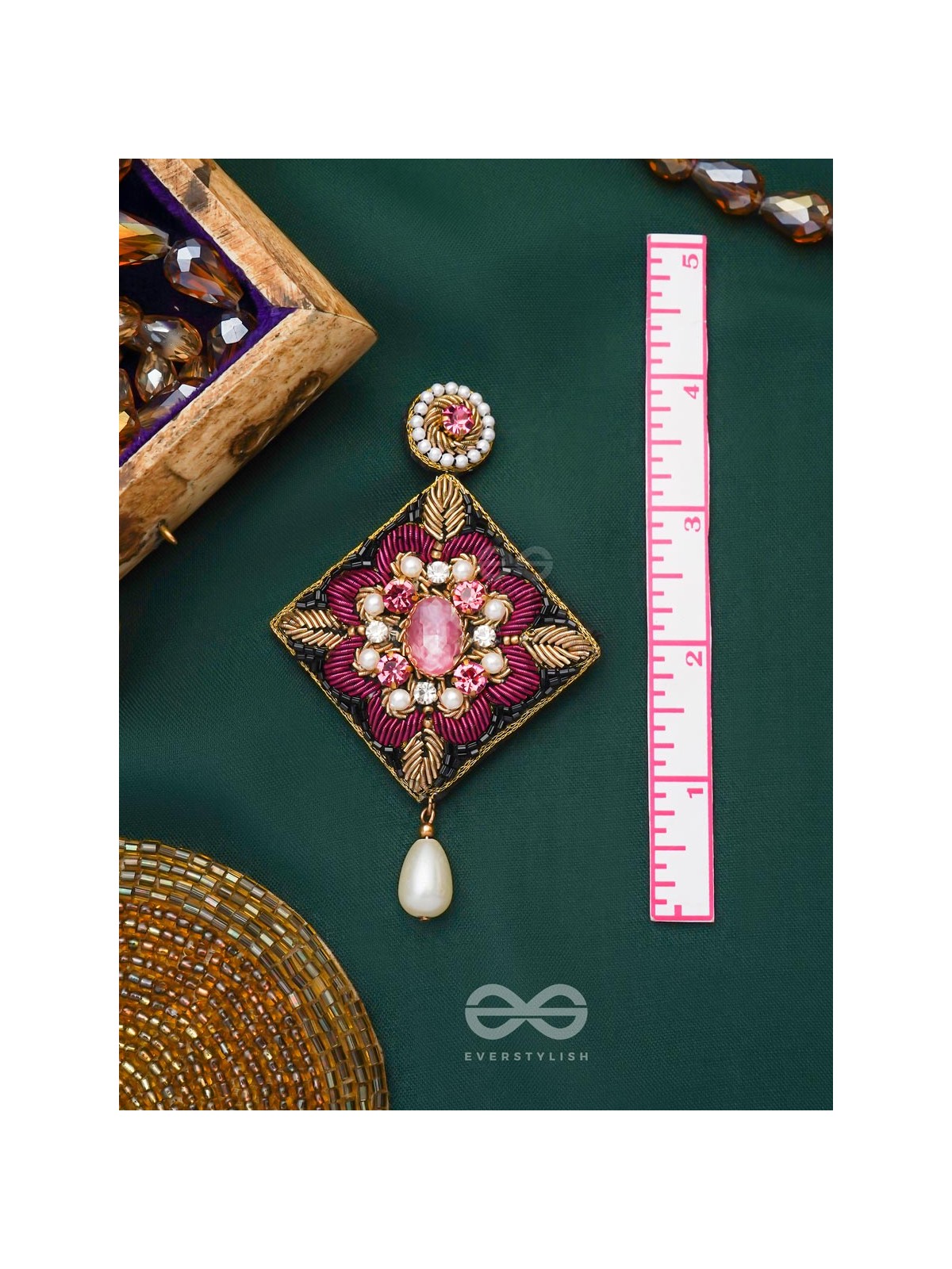 Kisalaya- The Delicate Bloom- Pearls and Stones Embroidered Earrings