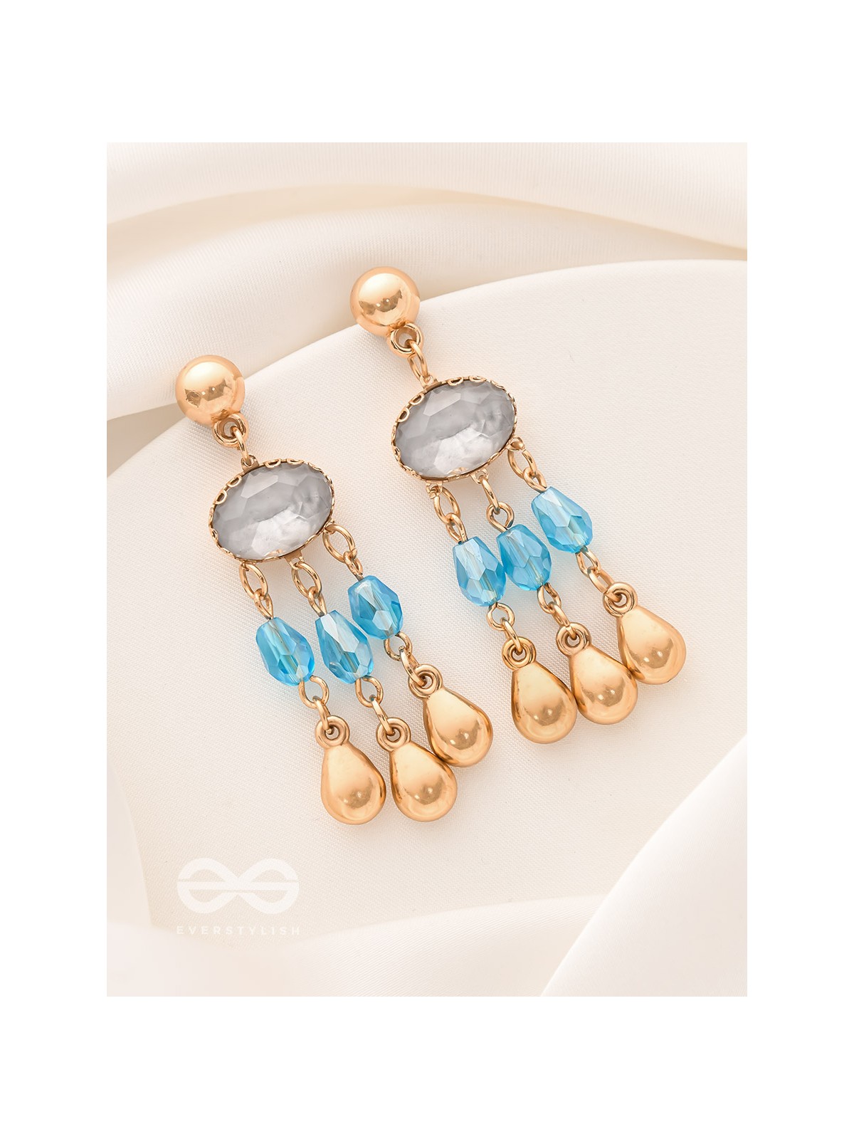 The Radiant Rains- Golden Embellished Earrings