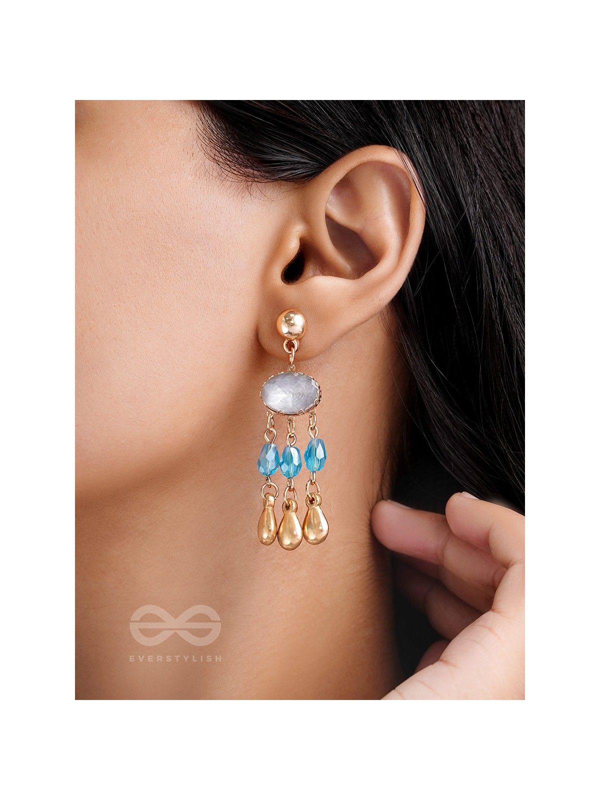 The Radiant Rains- Golden Embellished Earrings