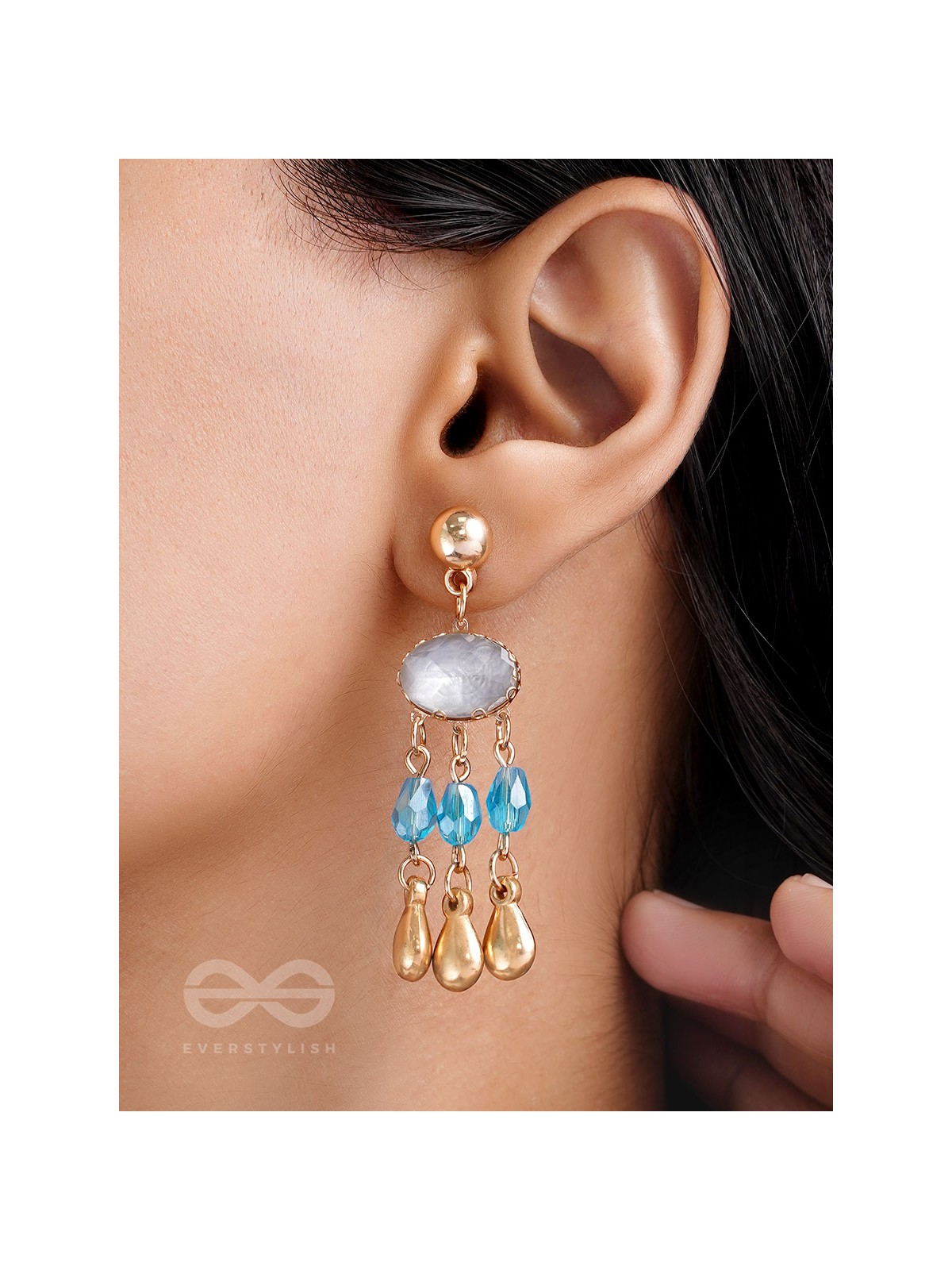 The Radiant Rains- Golden Embellished Earrings