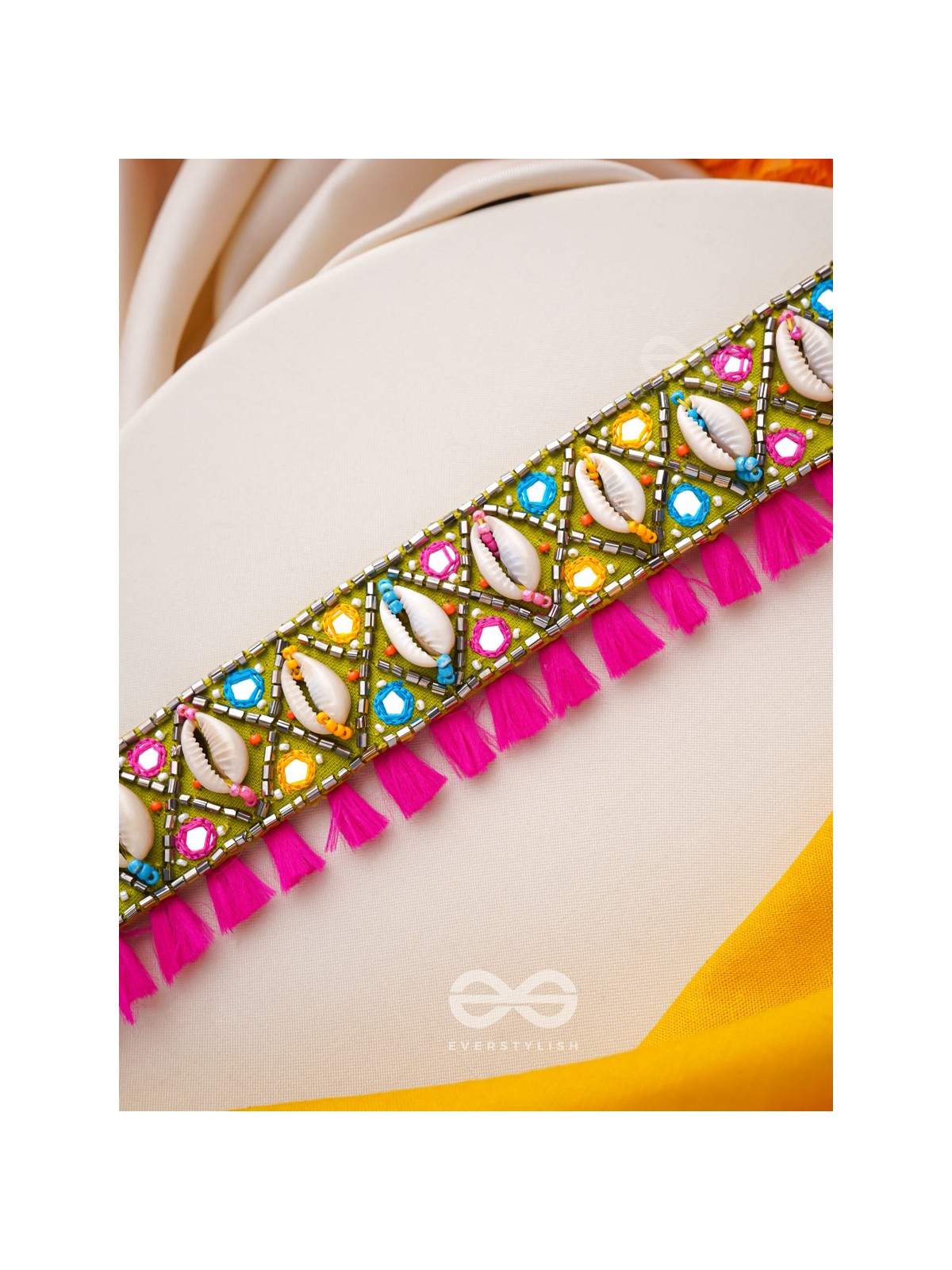 Dyotana - The Sparkling Colors - Shells, Resham And Mirror Hand Embroidered Choker Neckpiece