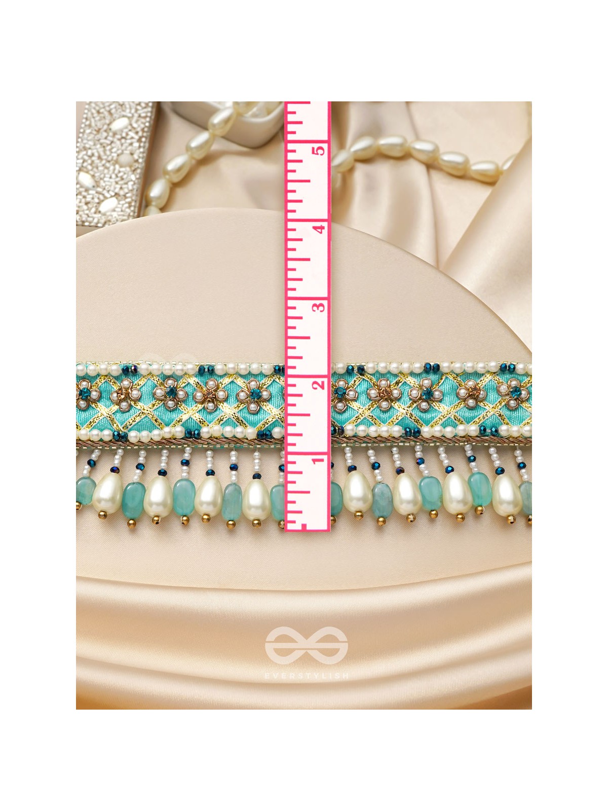 Dhrti - A Mythical Shore - Pearls And Beads Hand Embroidered Choker Necklace