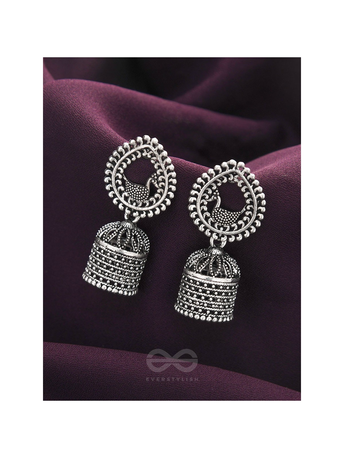The Heavenly Swing- Oxidised Jhumka Earrings