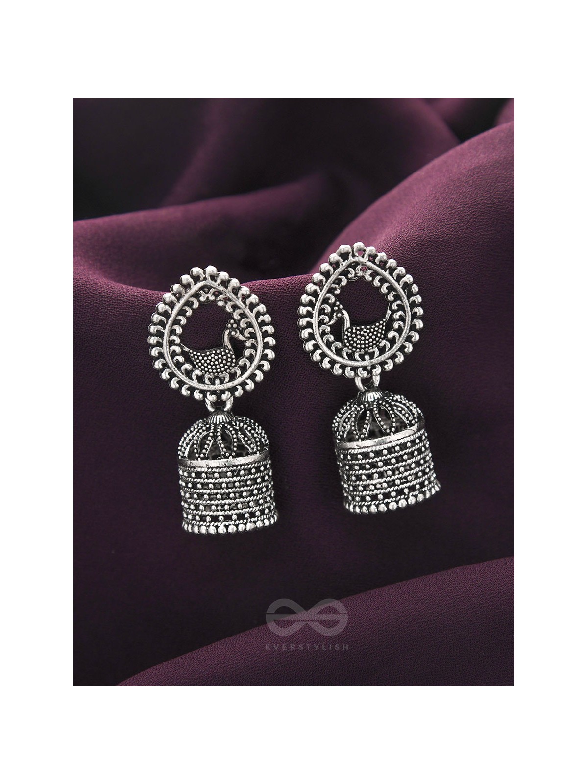 The Heavenly Swing- Oxidised Jhumka Earrings