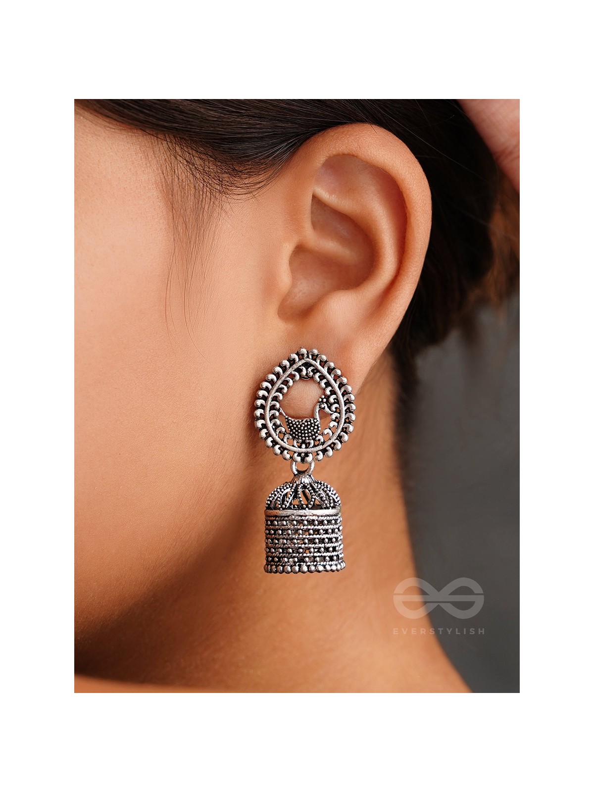 The Heavenly Swing- Oxidised Jhumka Earrings