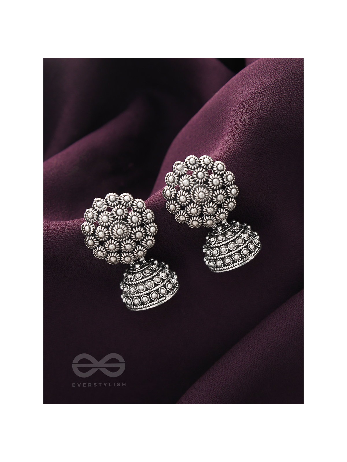 The Snowy Forest - Oxidised Jhumka Earrings