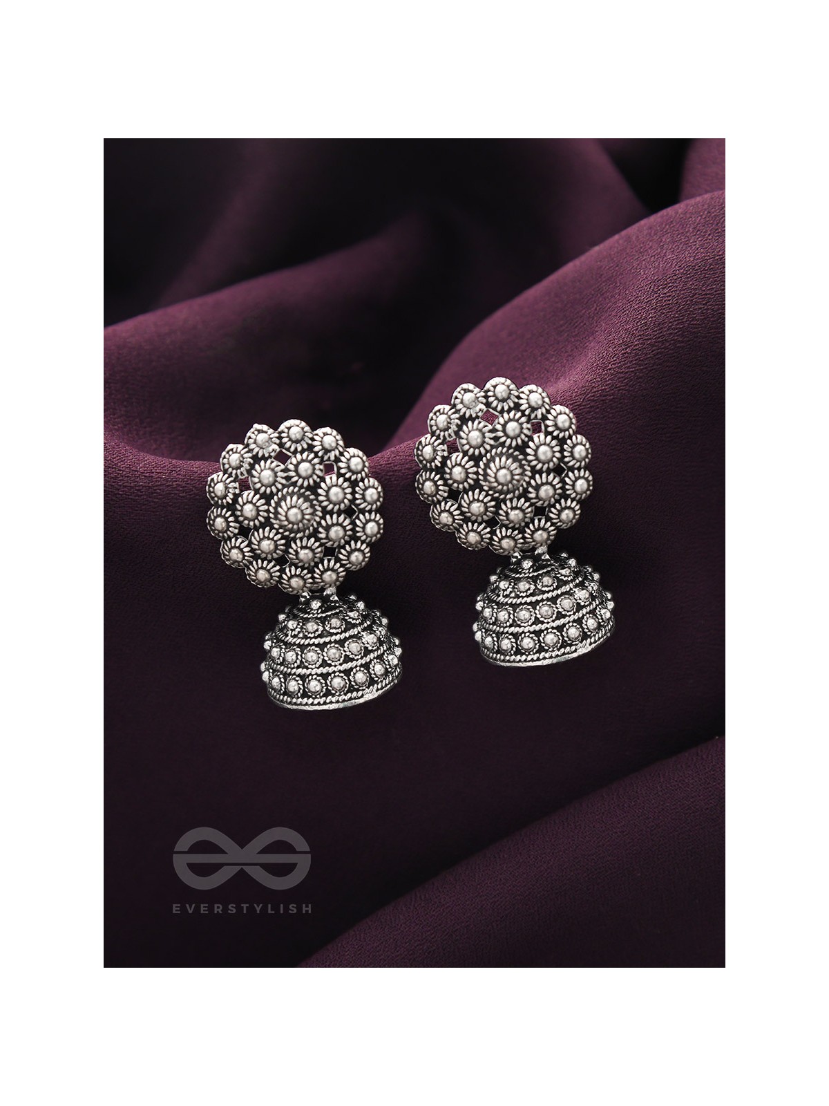 The Snowy Forest - Oxidised Jhumka Earrings