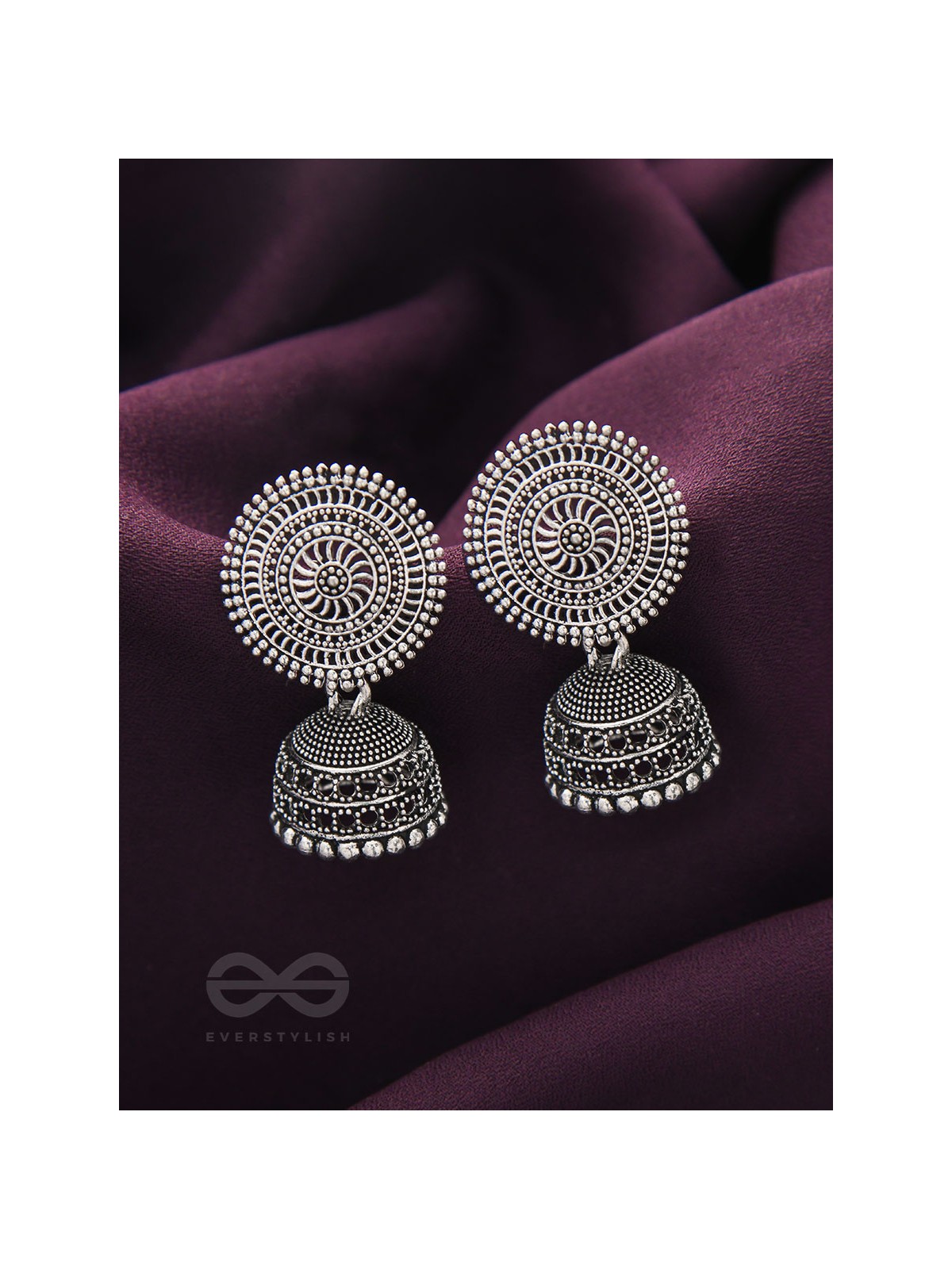 The Moon Beams- Oxidised Jhumka Earrings