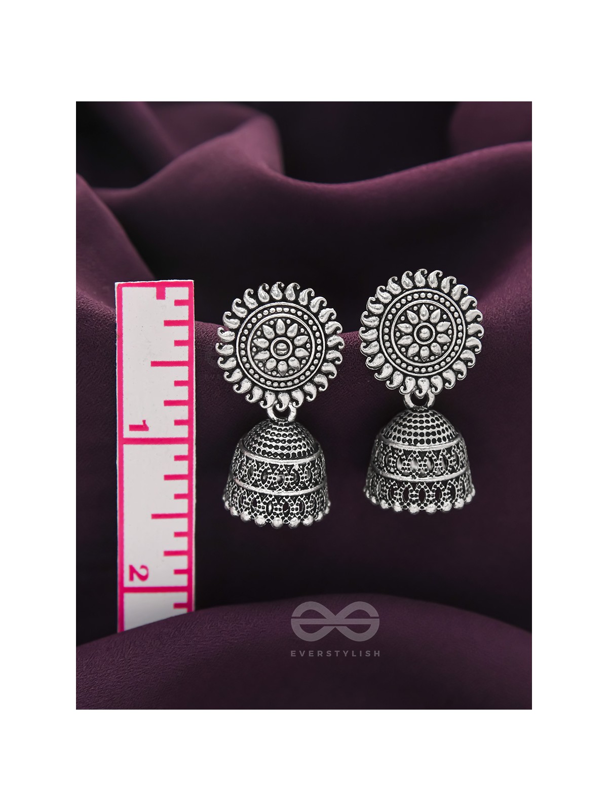 The Sheeny Sun- Oxidised Jhumka Earrings