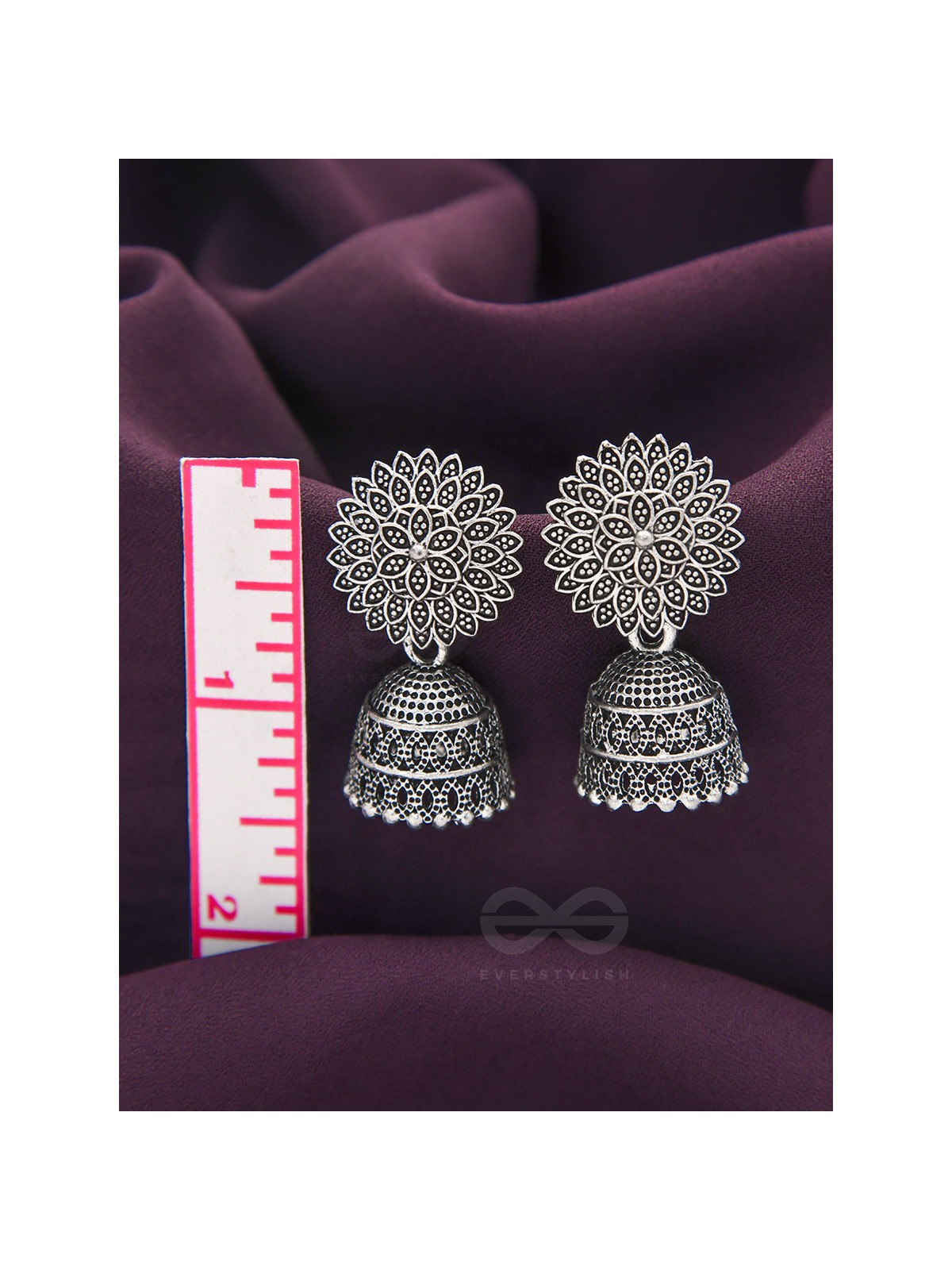 The Frozen Foliage- Oxidised Jhumka Earrings