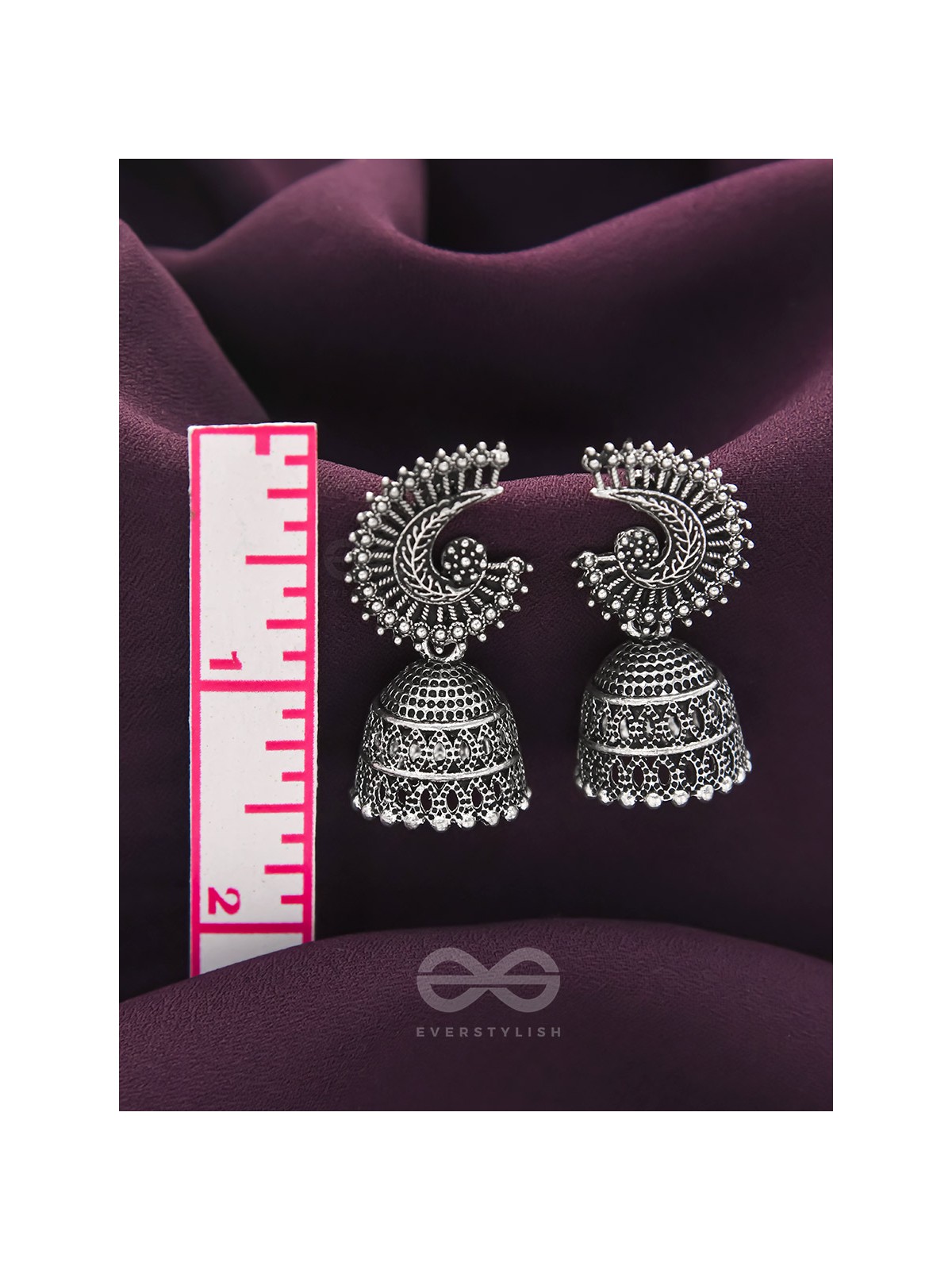 The Sterling Shell- Oxidised Jhumka Earrings