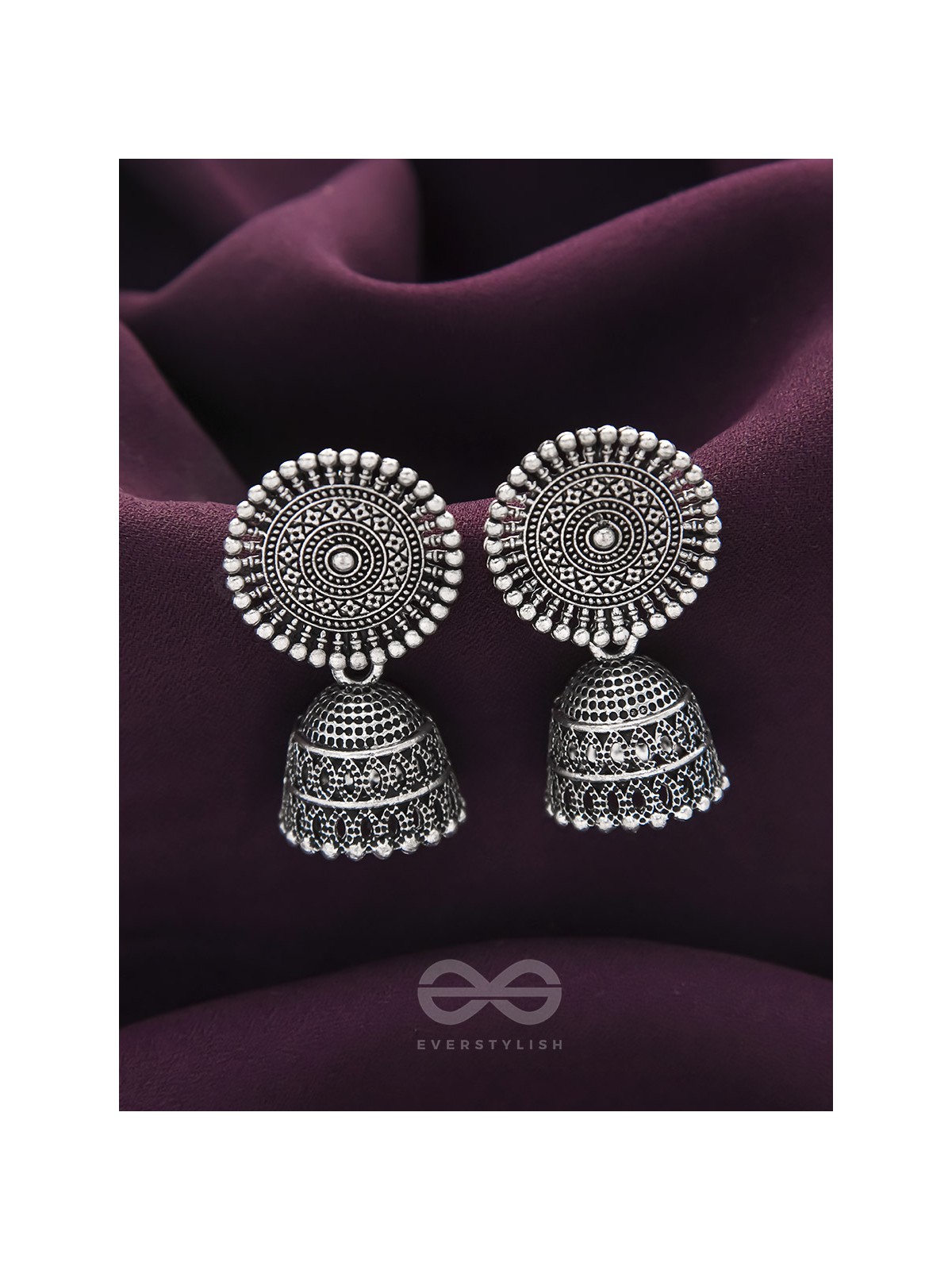 The New Moon- Oxidised Jhumka Earrings