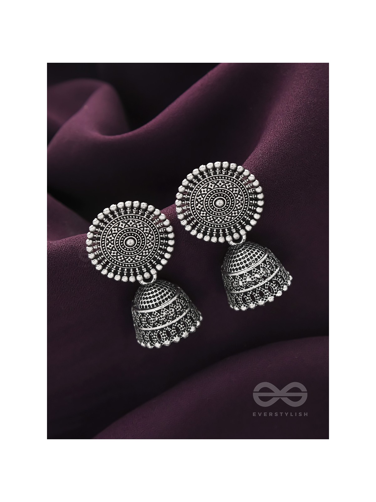 The New Moon- Oxidised Jhumka Earrings