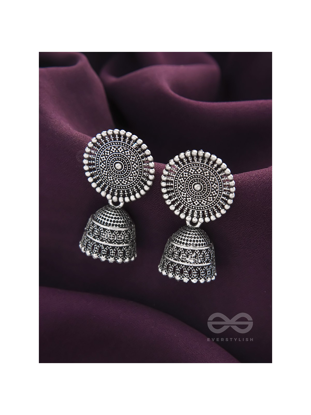The New Moon- Oxidised Jhumka Earrings