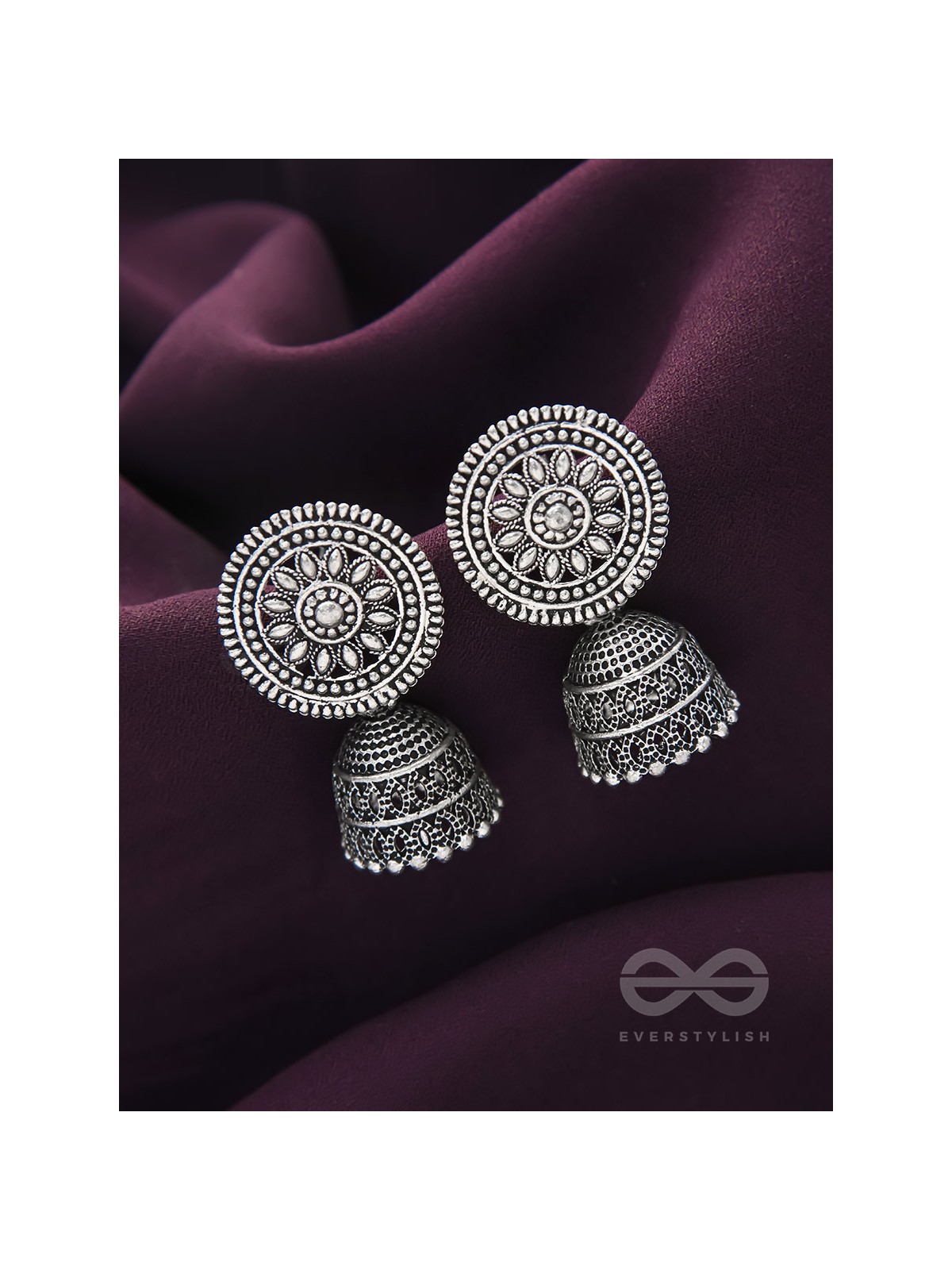 The Sun Glare- Oxidised Jhumka Earrings