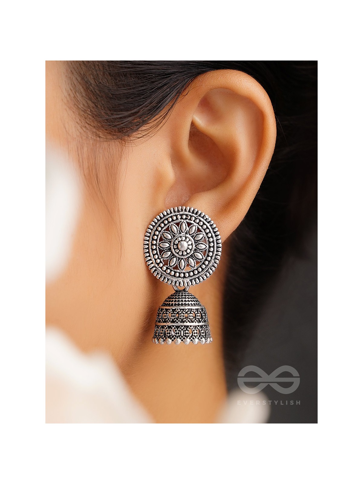 The Sun Glare- Oxidised Jhumka Earrings