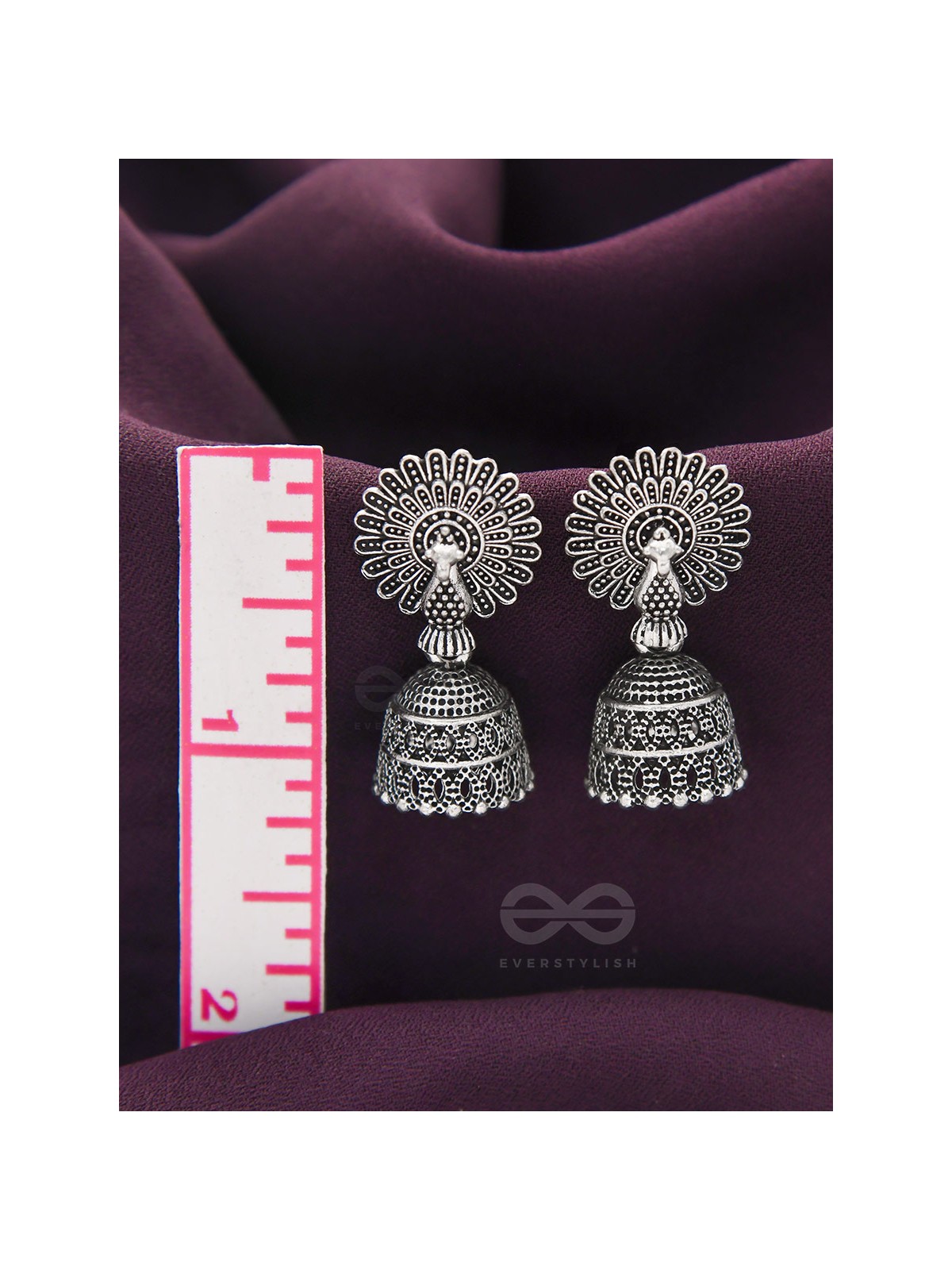The Peacock's Paradise- Oxidised Jhumka Earrings