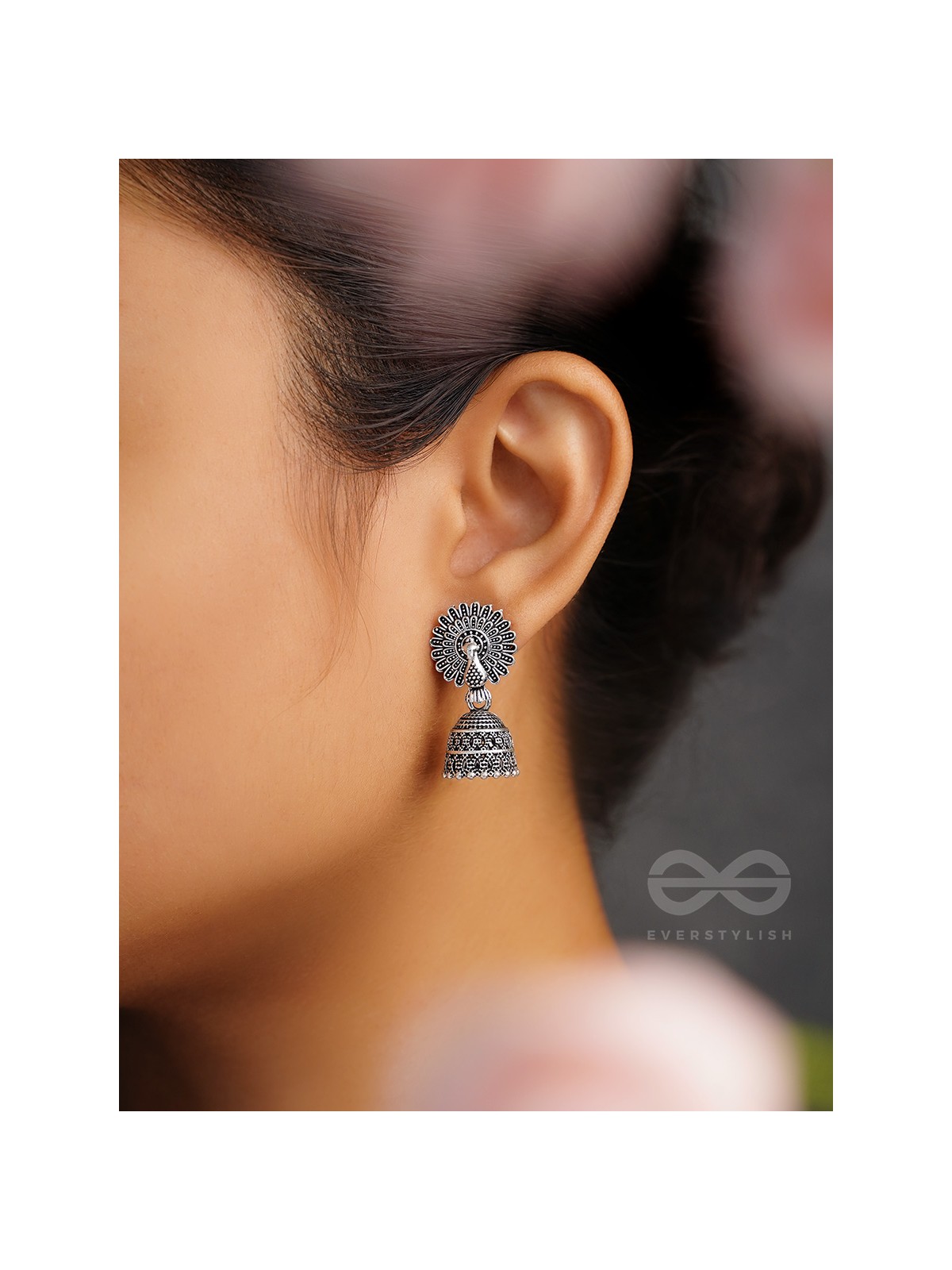 The Peacock's Paradise- Oxidised Jhumka Earrings