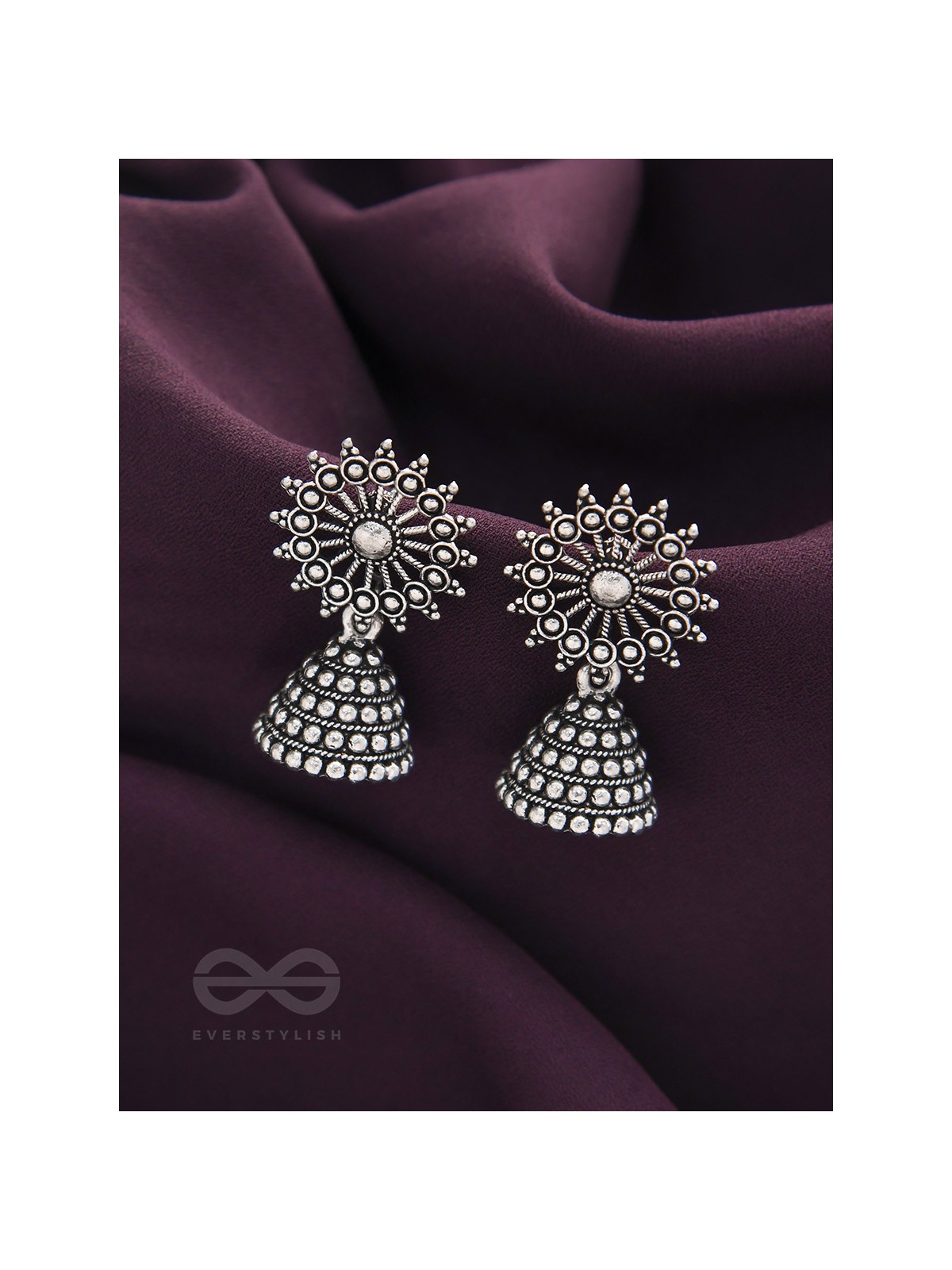 The Silver Sunbeams- Oxidised Jhumka Earrings