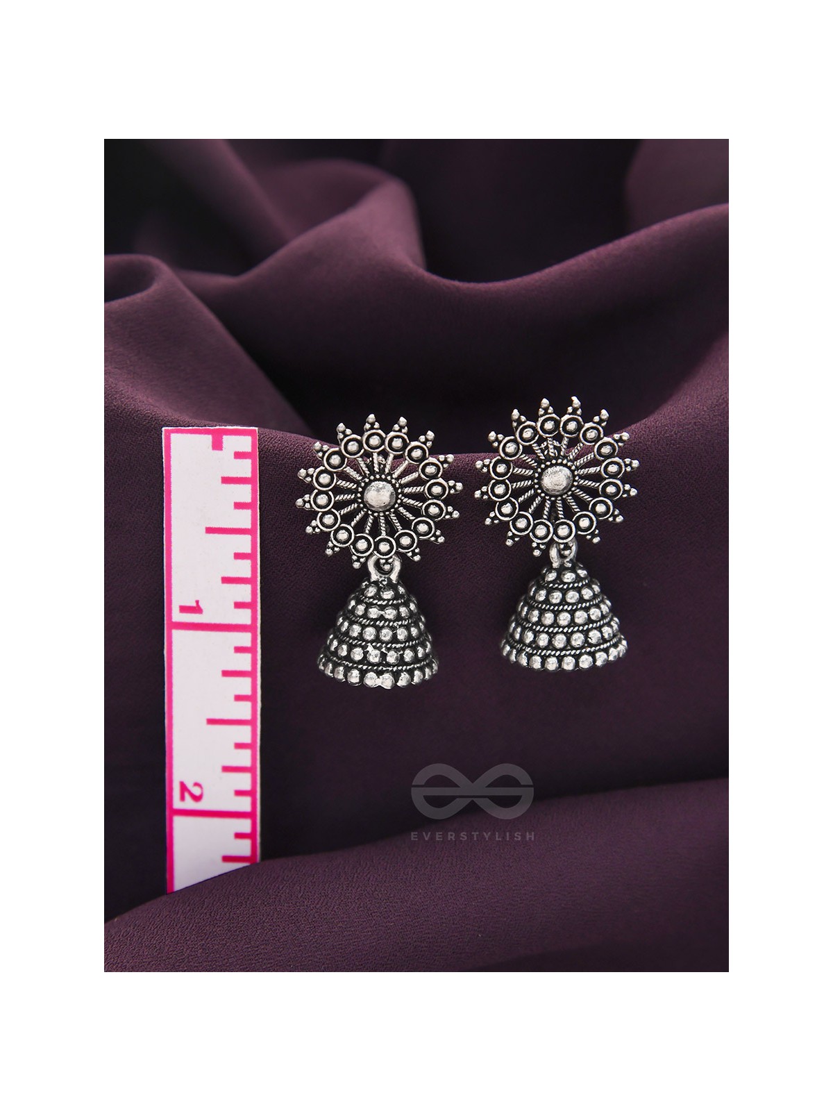 The Silver Sunbeams- Oxidised Jhumka Earrings