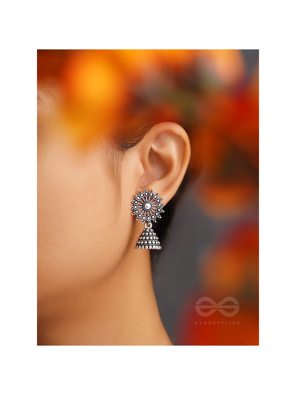 The Silver Sunbeams- Oxidised Jhumka Earrings