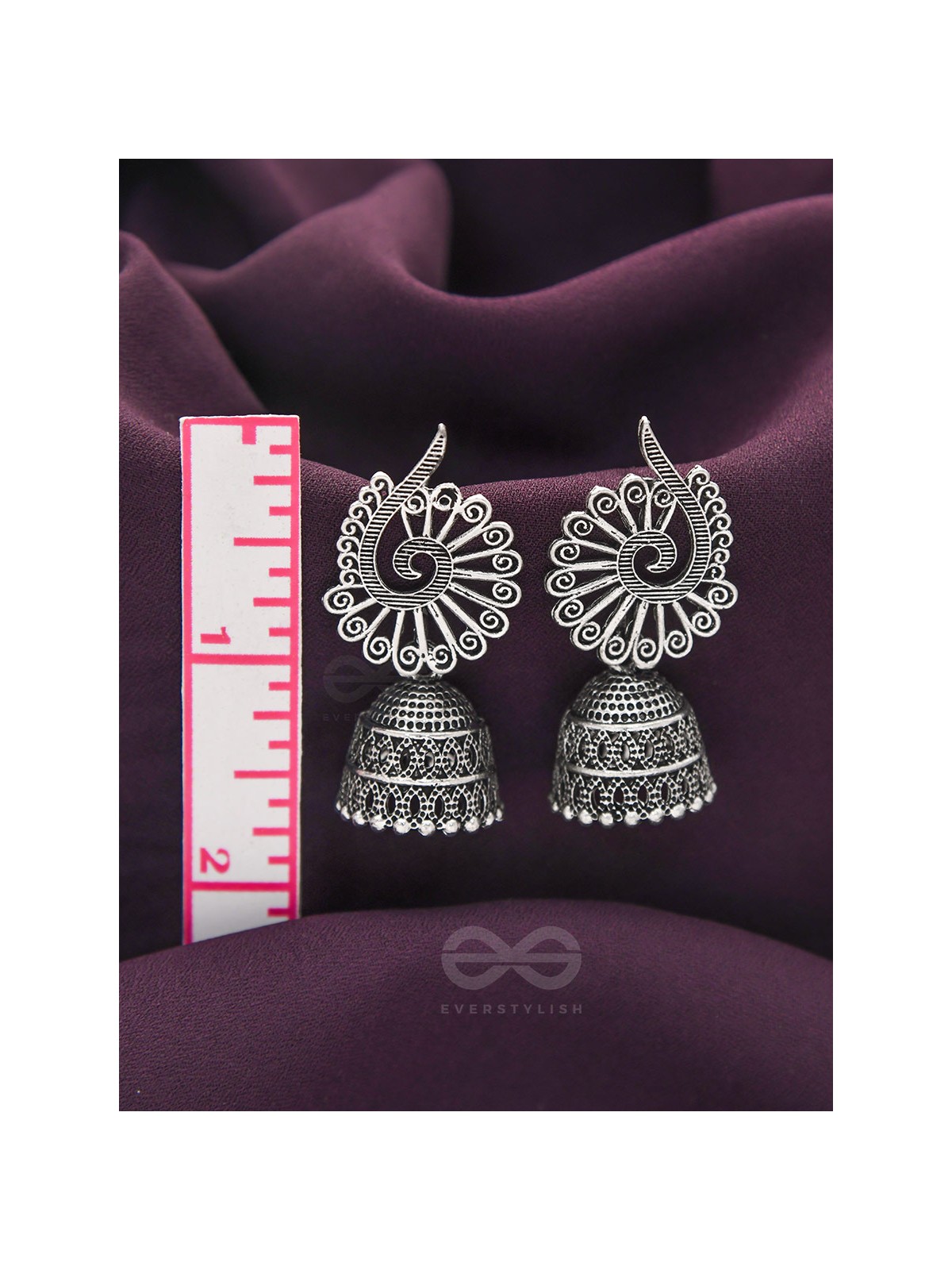 The Peacock Crown- Oxidised Jhumka Earrings