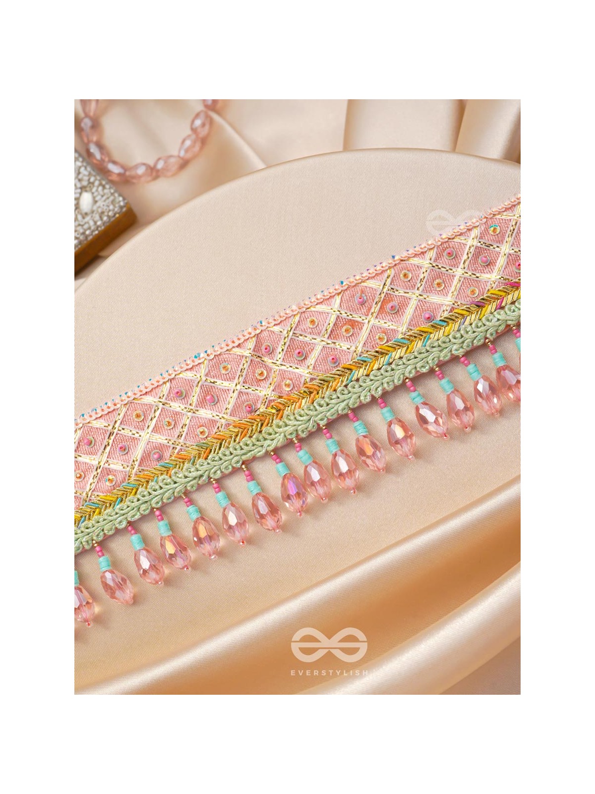 Maanikya- The Pink Wonder- Sequins and Beads Embroidered Choker Necklace