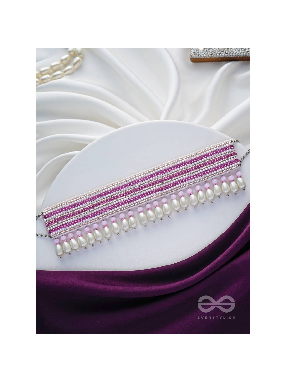 Aneeka- The Colorful Lanes- Pearl and Glass Beads Embroidered Choker Necklace