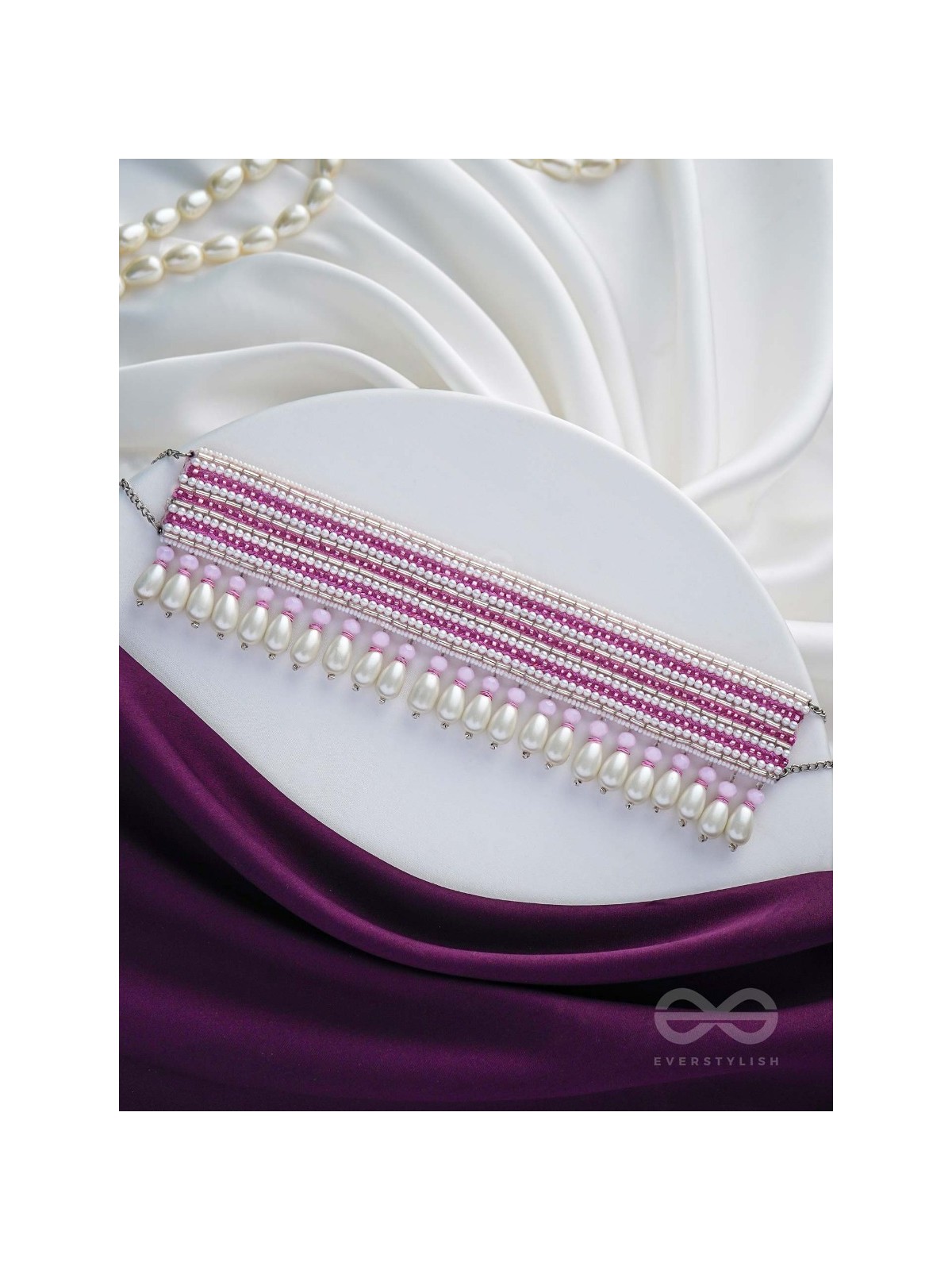 Aneeka- The Colorful Lanes- Pearl and Glass Beads Embroidered Choker Necklace