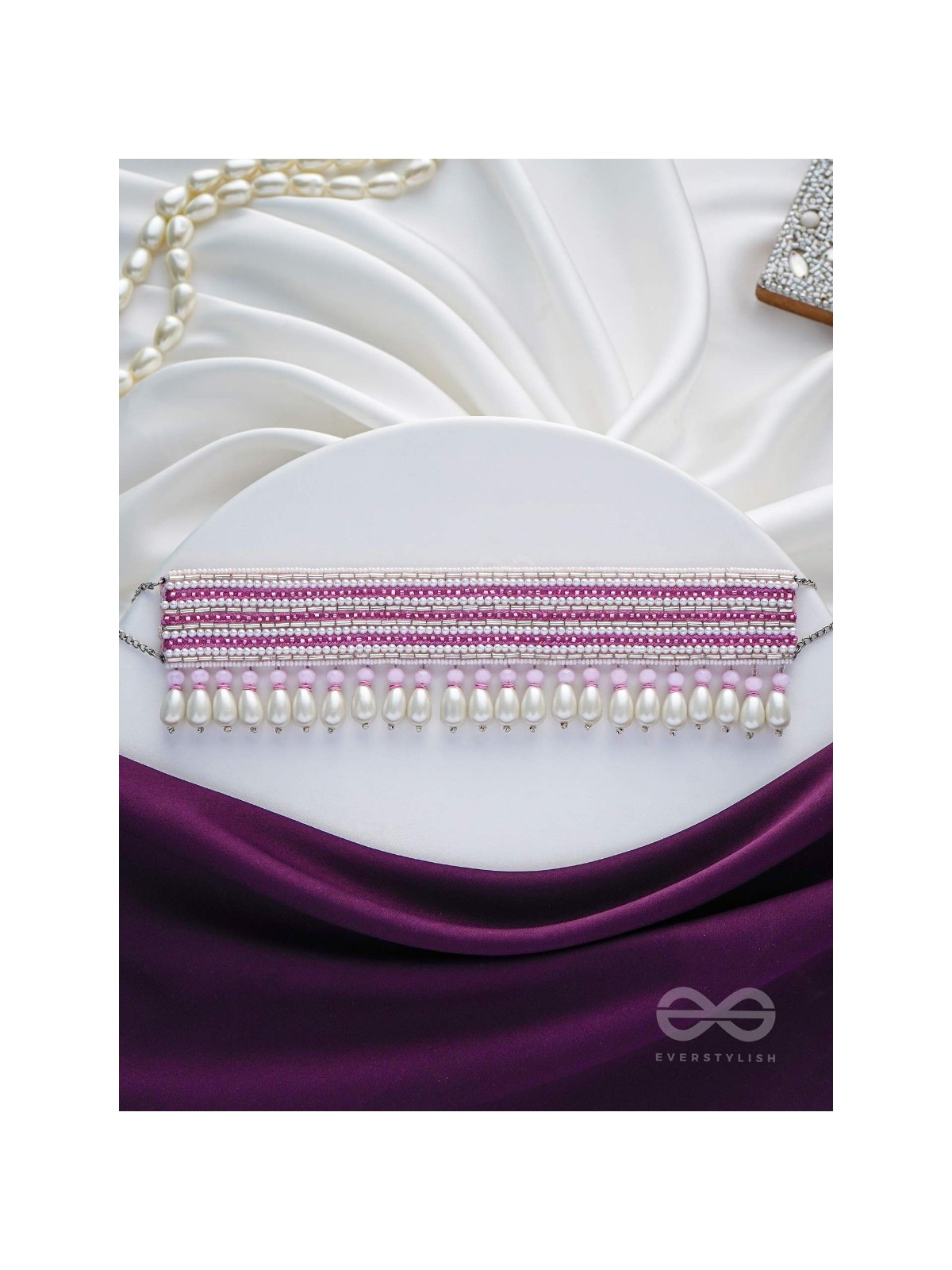 Aneeka- The Colorful Lanes- Pearl and Glass Beads Embroidered Choker Necklace