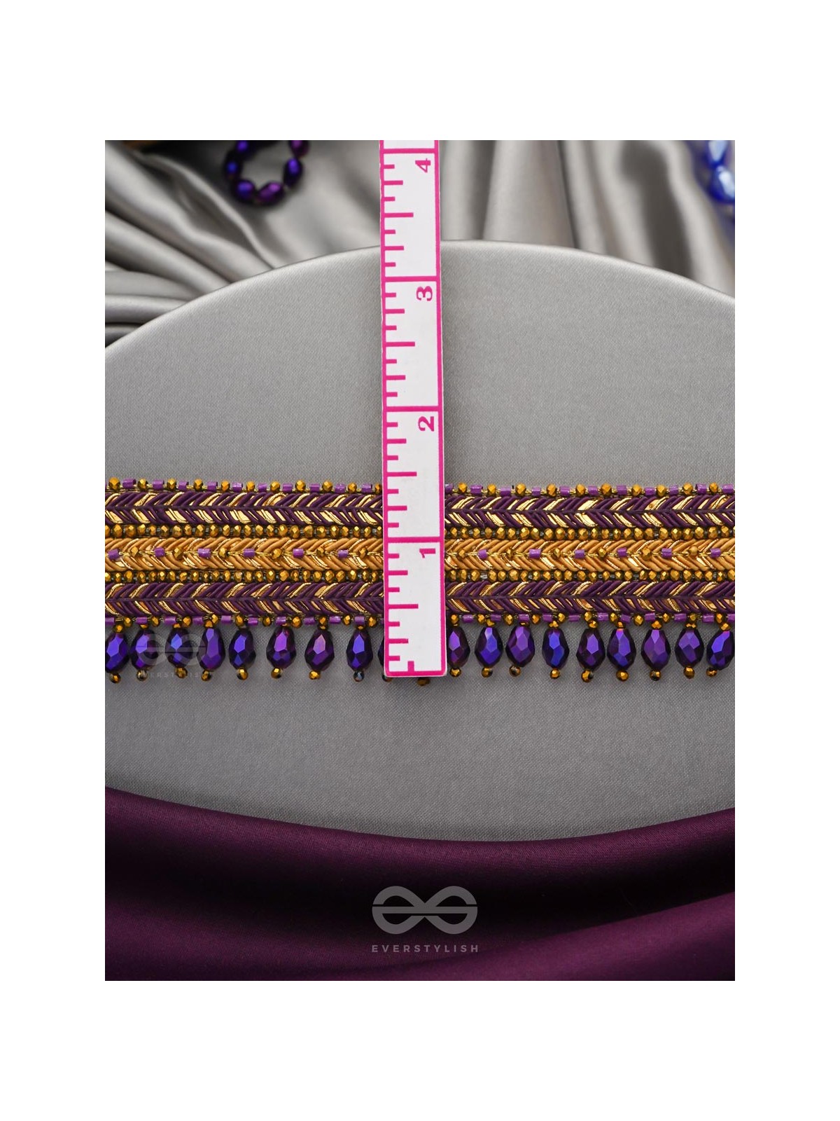 Aktaa- The Night Sky- Glass Beads and Lace Embroidered Choker Necklace