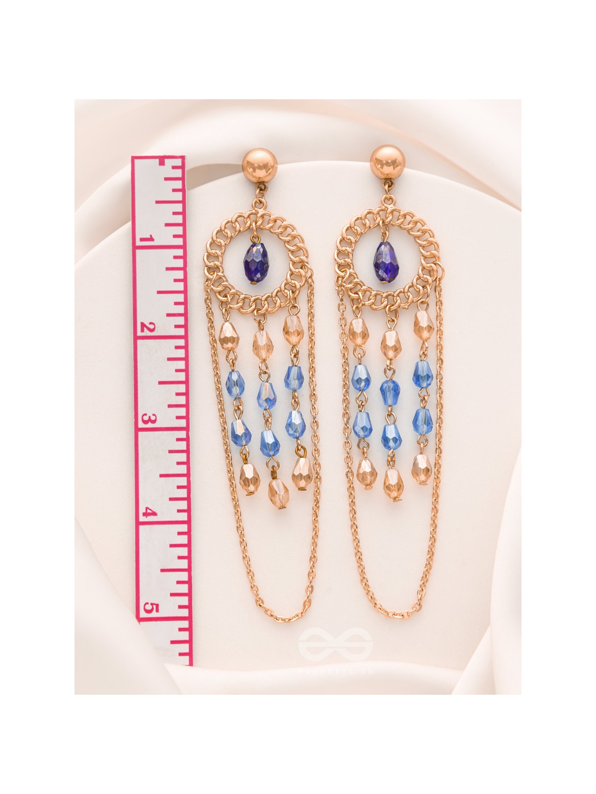 The Sapphire Rain- Golden Embellished Earrings