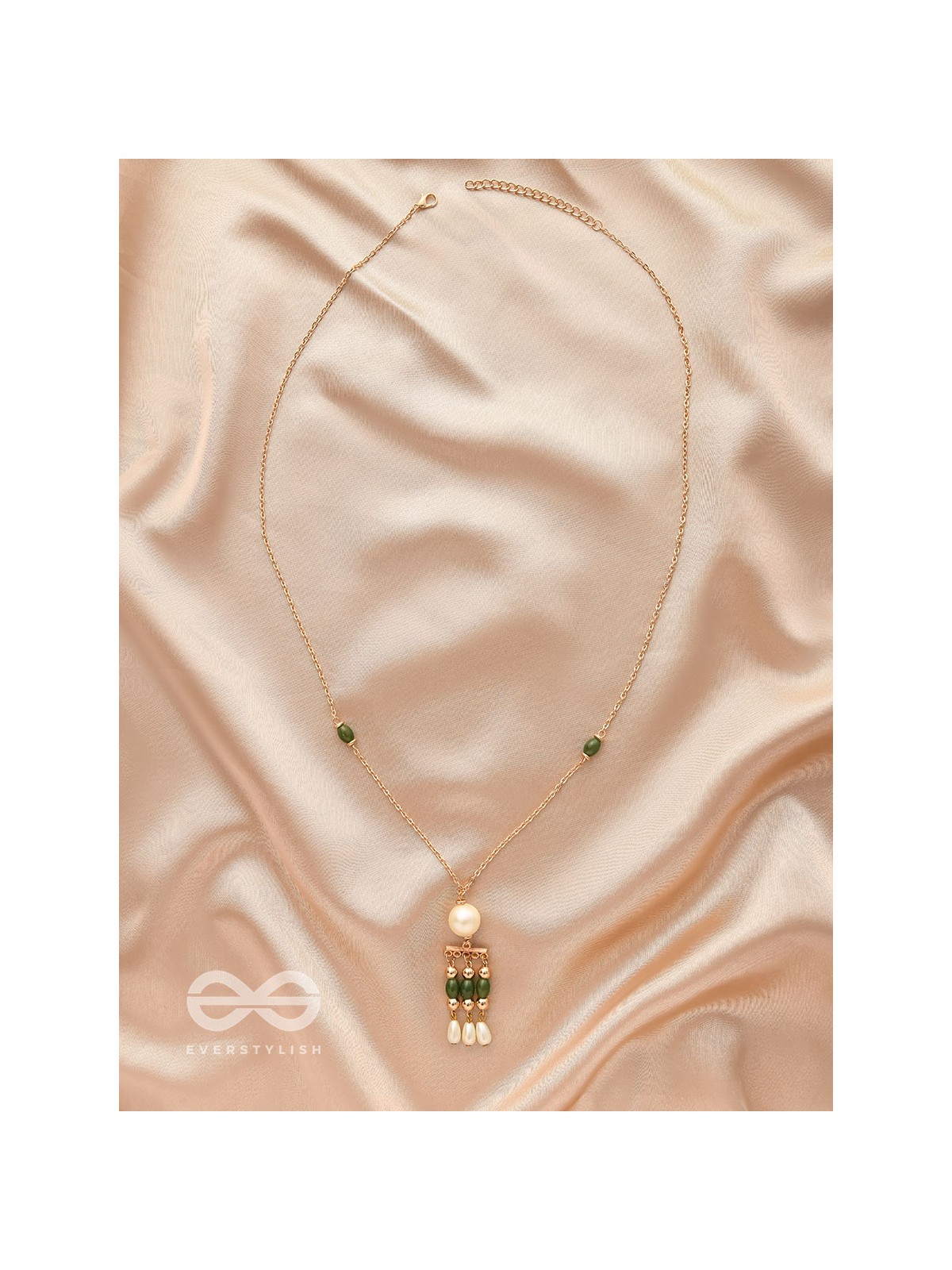 Jade N Ivory- Golden Embellished Necklace With Anti-Tarnish Coating 