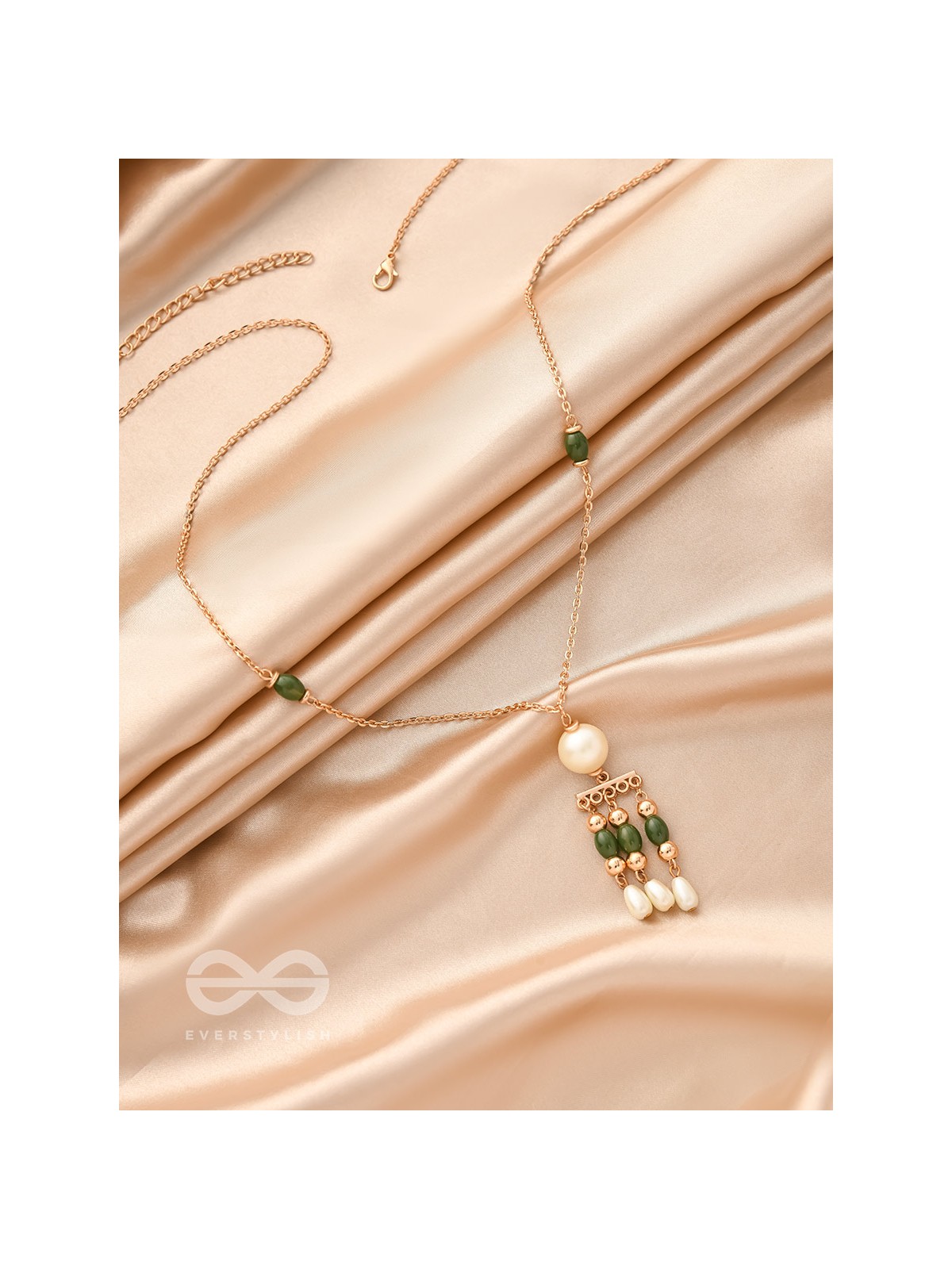 Jade N Ivory- Golden Embellished Necklace With Anti-Tarnish Coating 