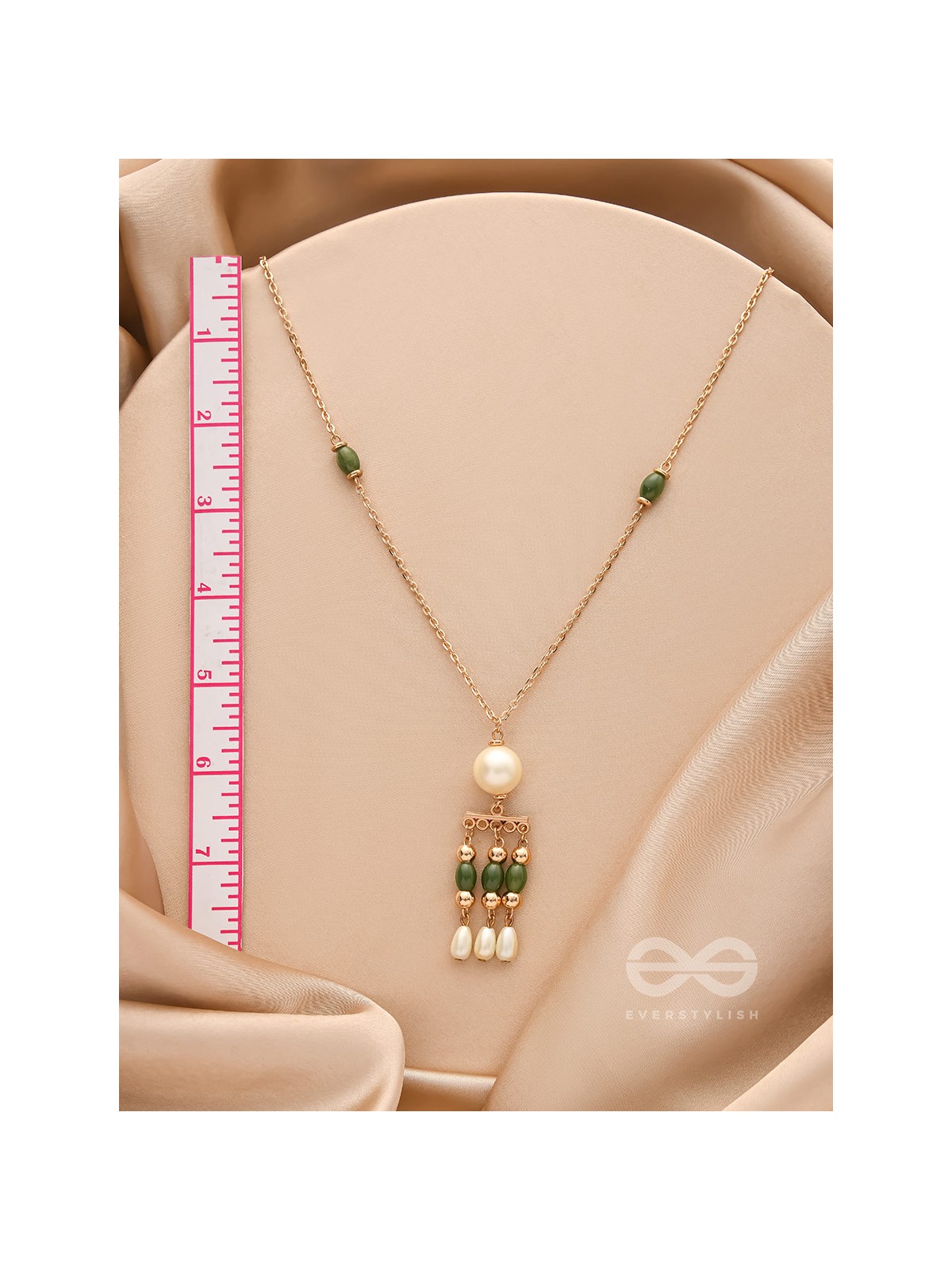 Jade N Ivory- Golden Embellished Necklace With Anti-Tarnish Coating 