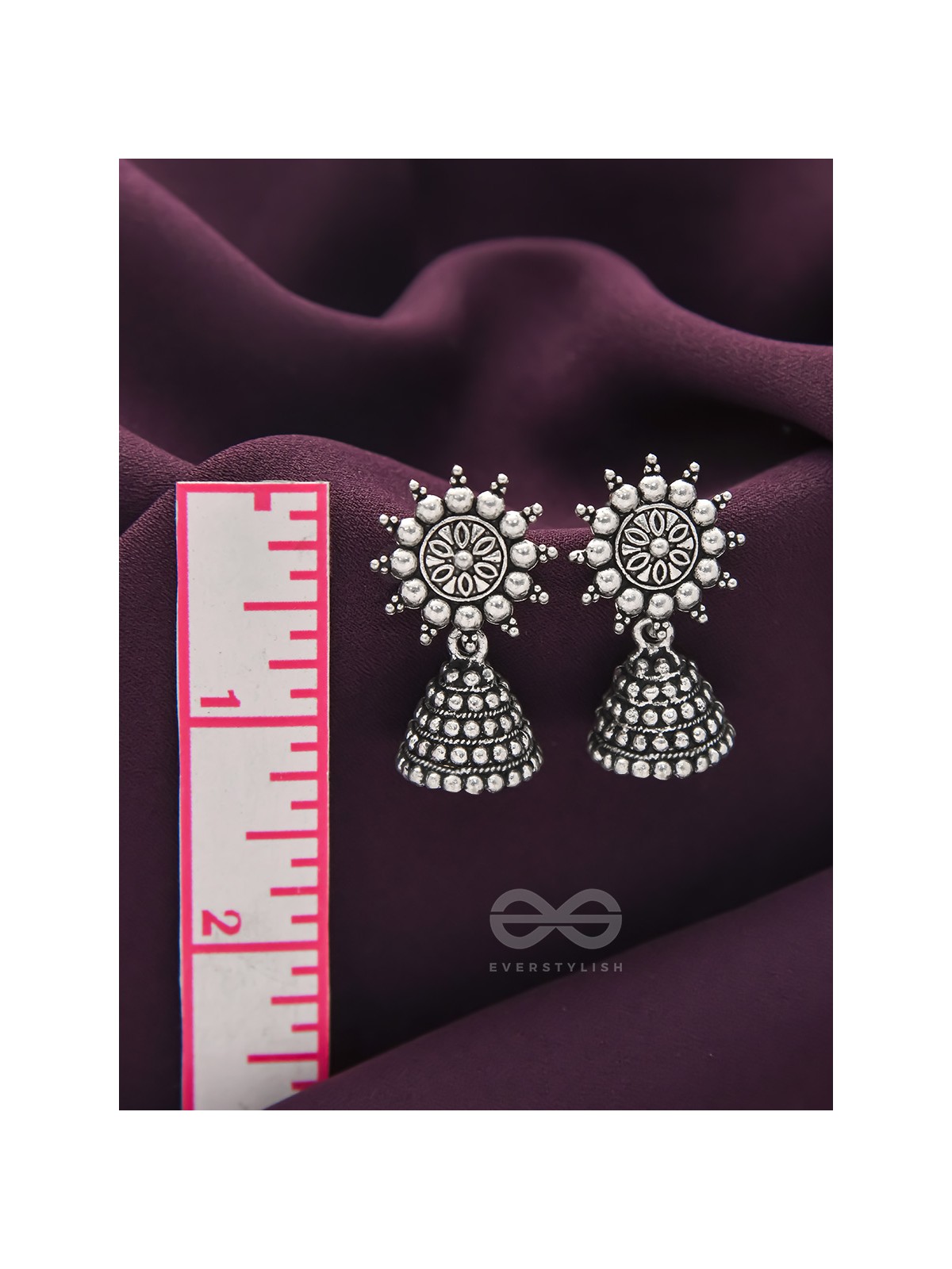 The Pearly Sun- Oxidised Jhumka Earrings