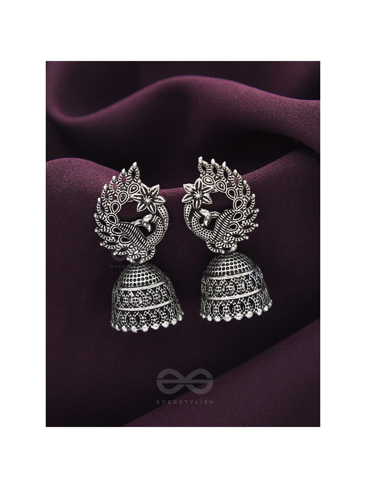 The Bird of Wonder- Oxidised Jhumka Earrings