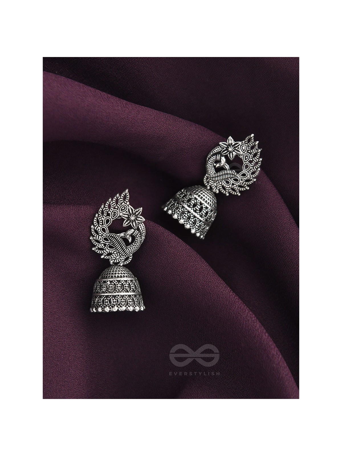 The Bird of Wonder- Oxidised Jhumka Earrings
