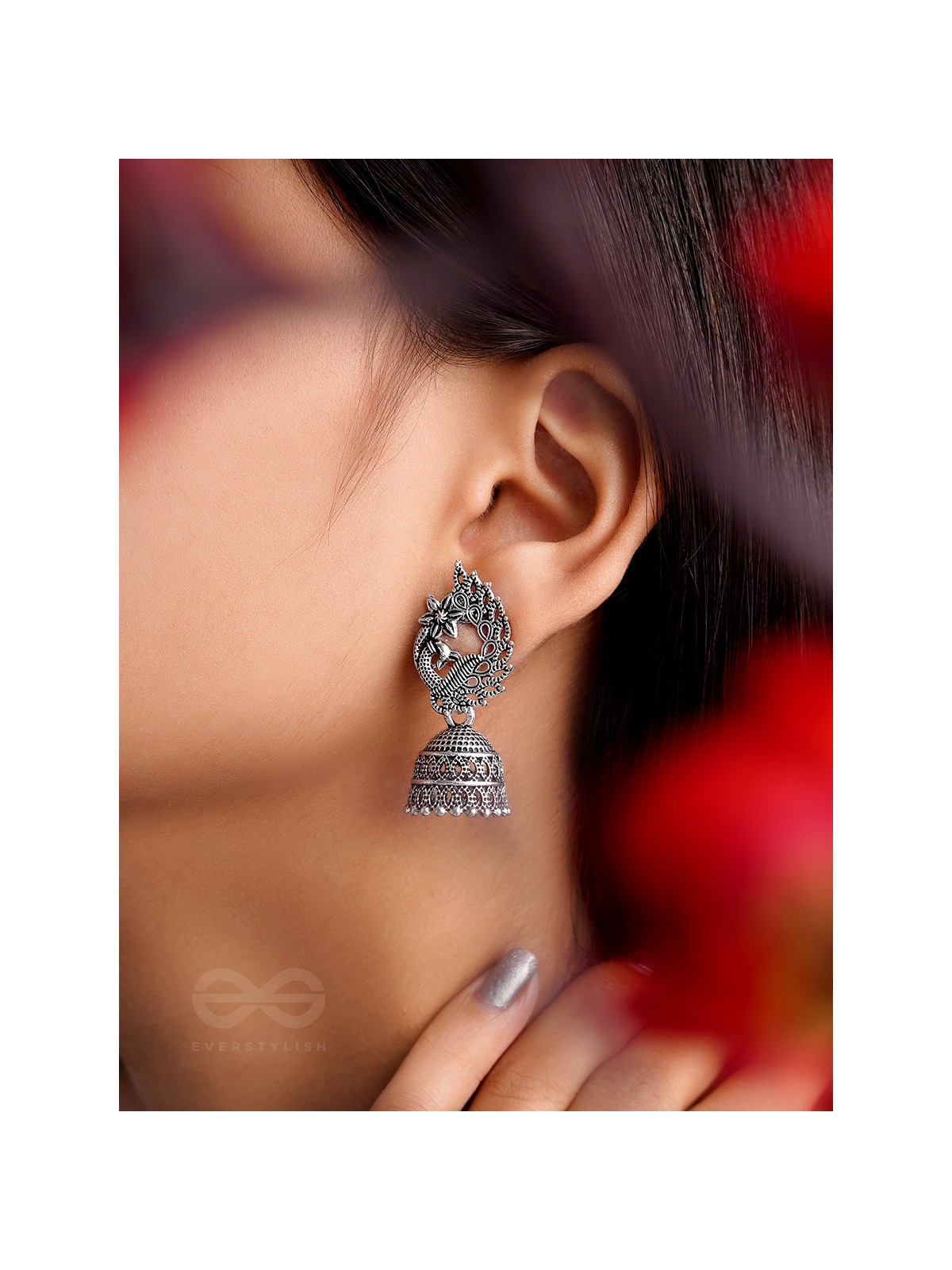 The Bird of Wonder- Oxidised Jhumka Earrings