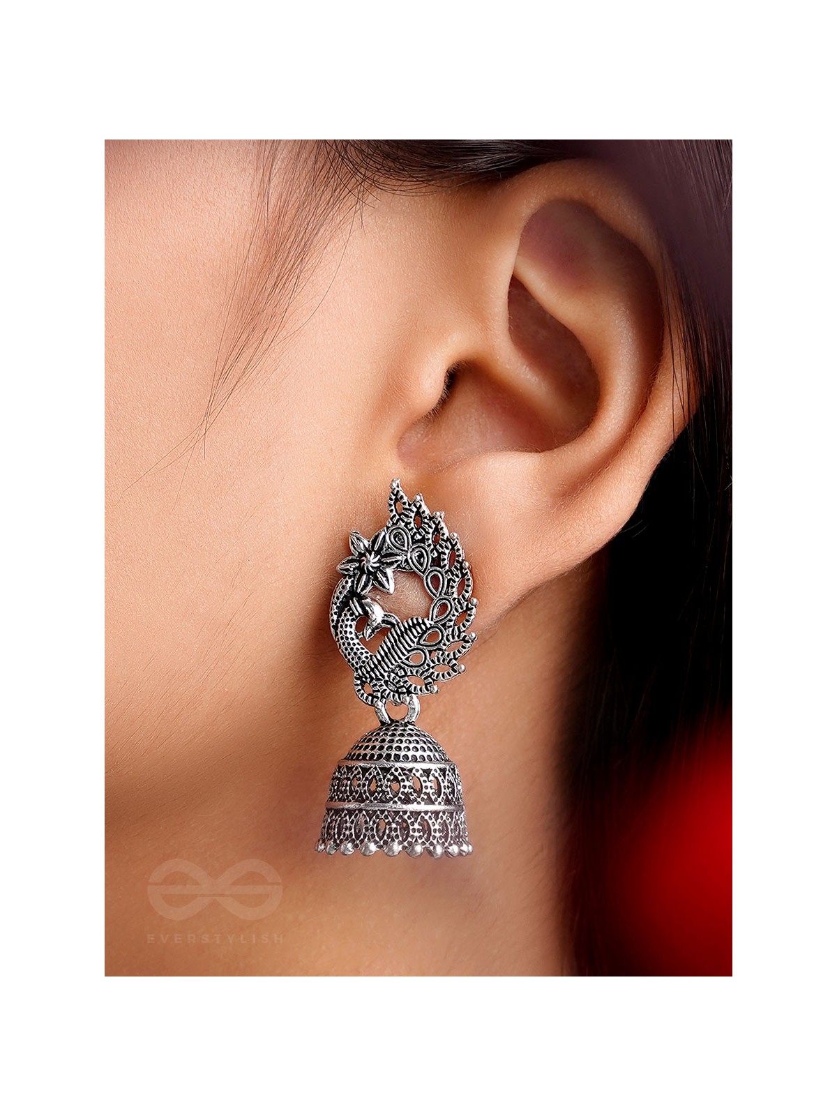 The Bird of Wonder- Oxidised Jhumka Earrings