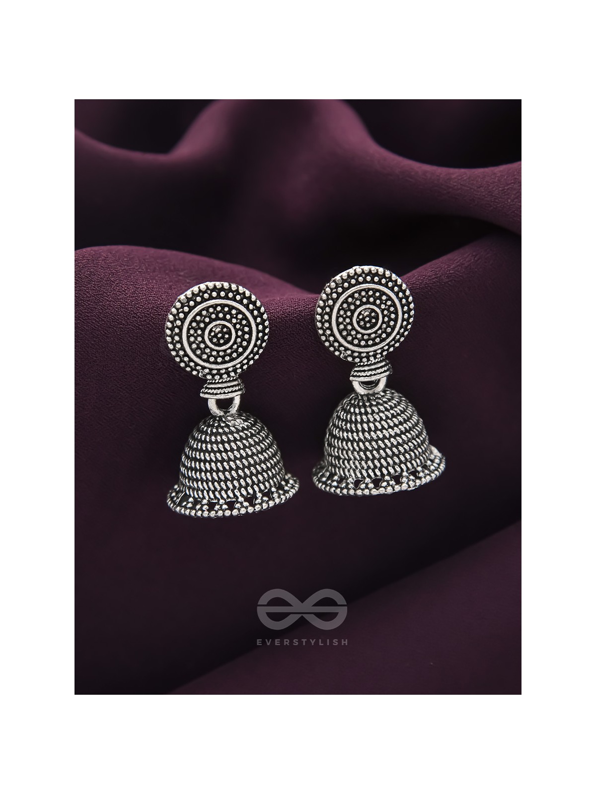 The Spotted Sun- Oxidised Jhumka Earrings