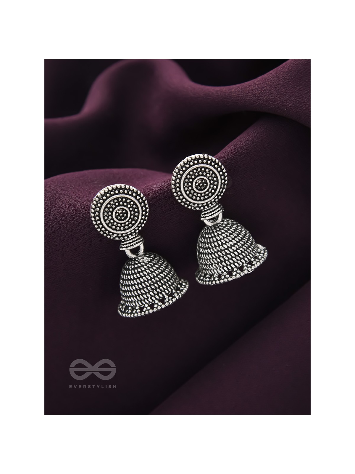 The Spotted Sun- Oxidised Jhumka Earrings