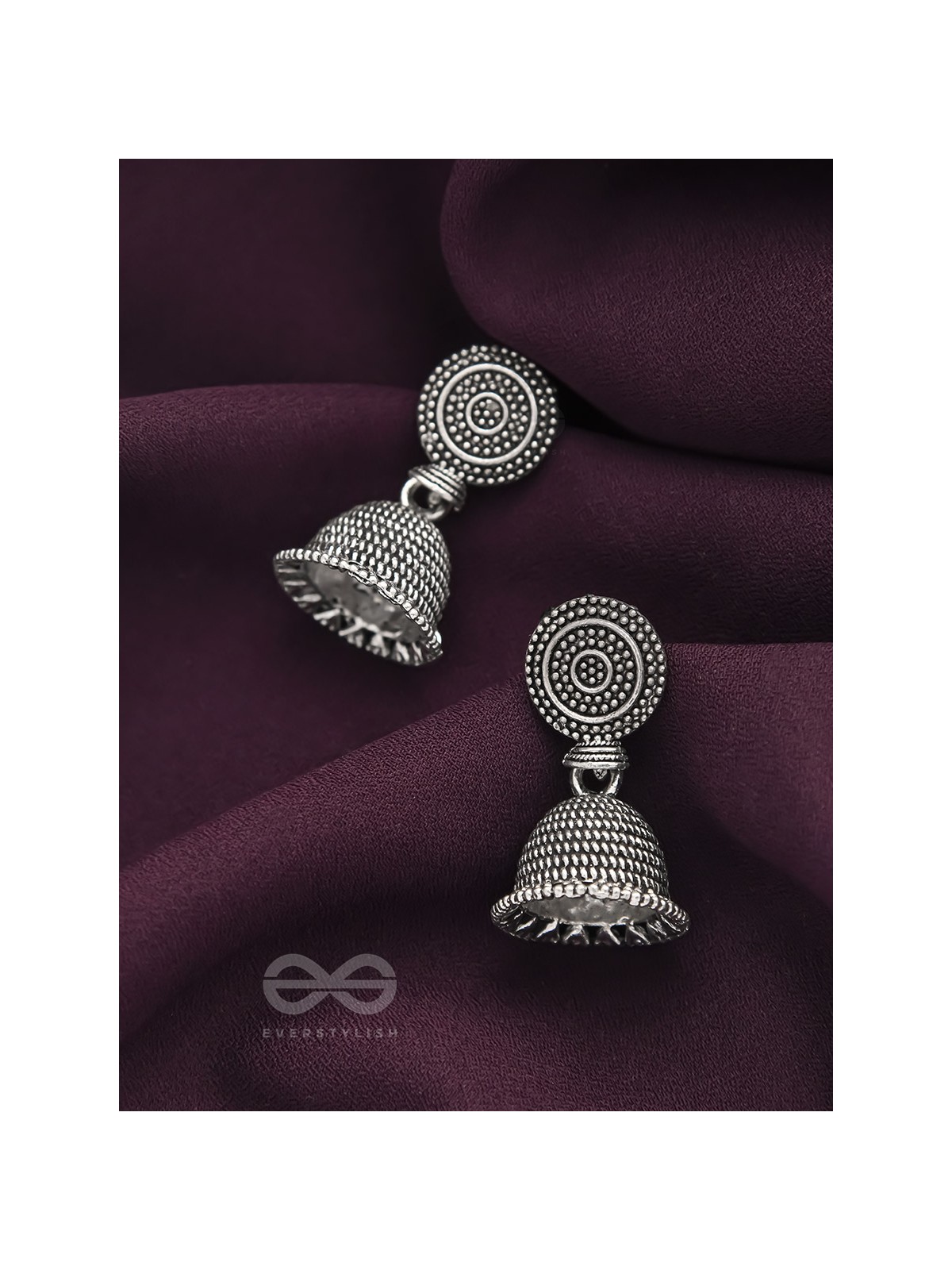 The Spotted Sun- Oxidised Jhumka Earrings